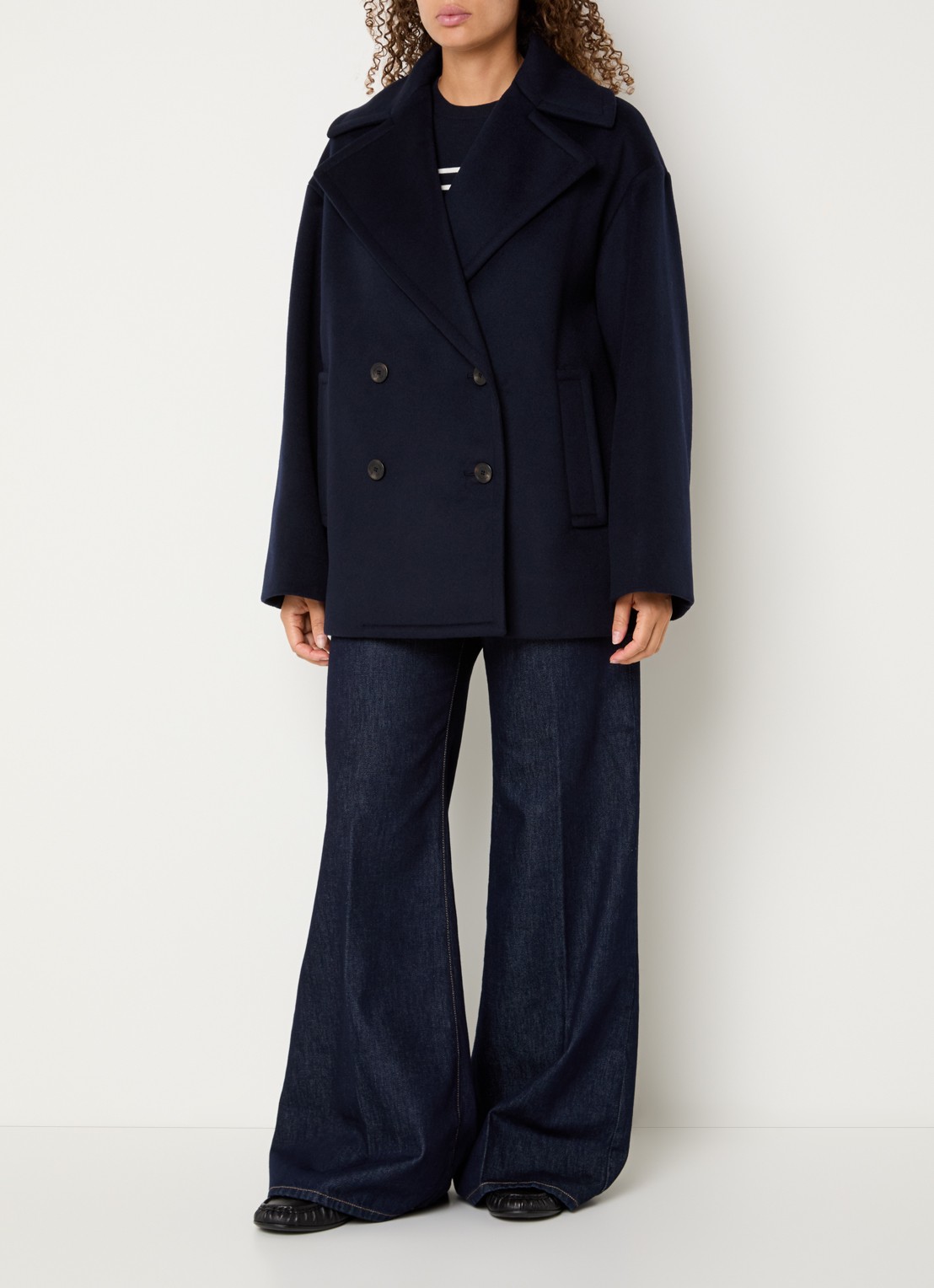 MaxMara Dalpe mantel van wol met steekzakken - voorkant 2 donkerblauw