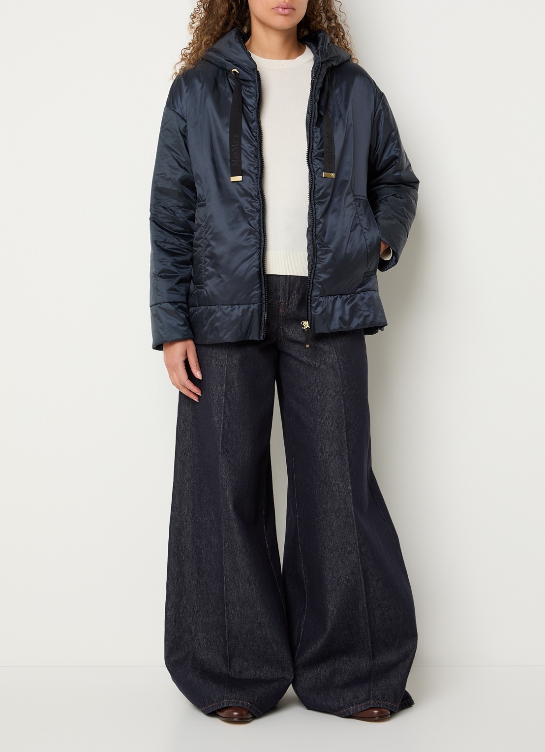 MaxMara Daria gewatteerd jack met steekzakken - voorkant 3 donkerblauw