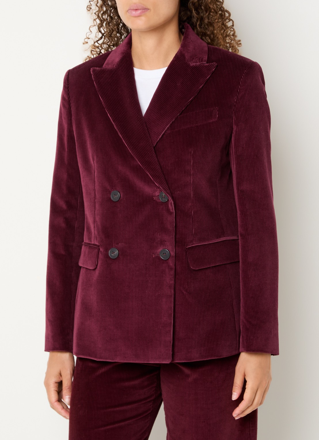 MaxMara Double-breasted blazer van corduroy - detail 3 bordeauxrood