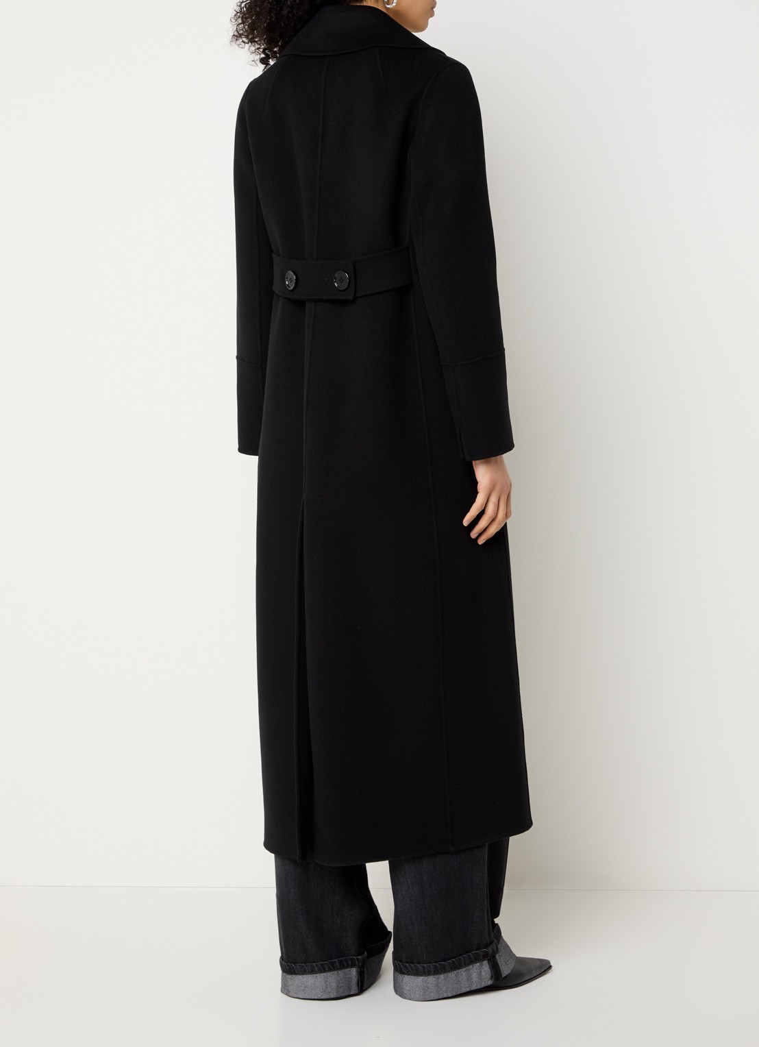 MaxMara Double-breasted mantel van wol met steekzakken - achterkant zwart