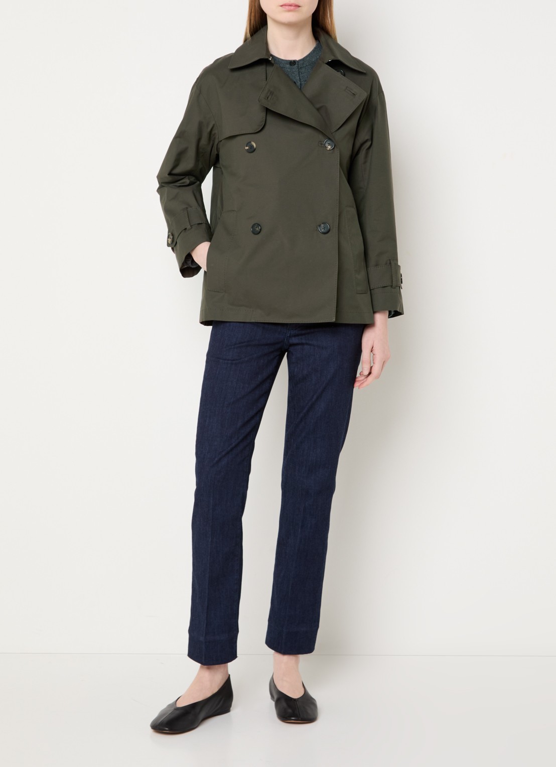 MaxMara Double-breasted trenchcoat met steekzakken - voorkant 2 bronsgroen