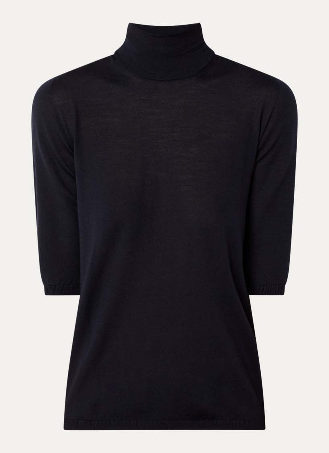 MaxMara Fijngebreide top van wol met col - voorkant 2 donkerblauw