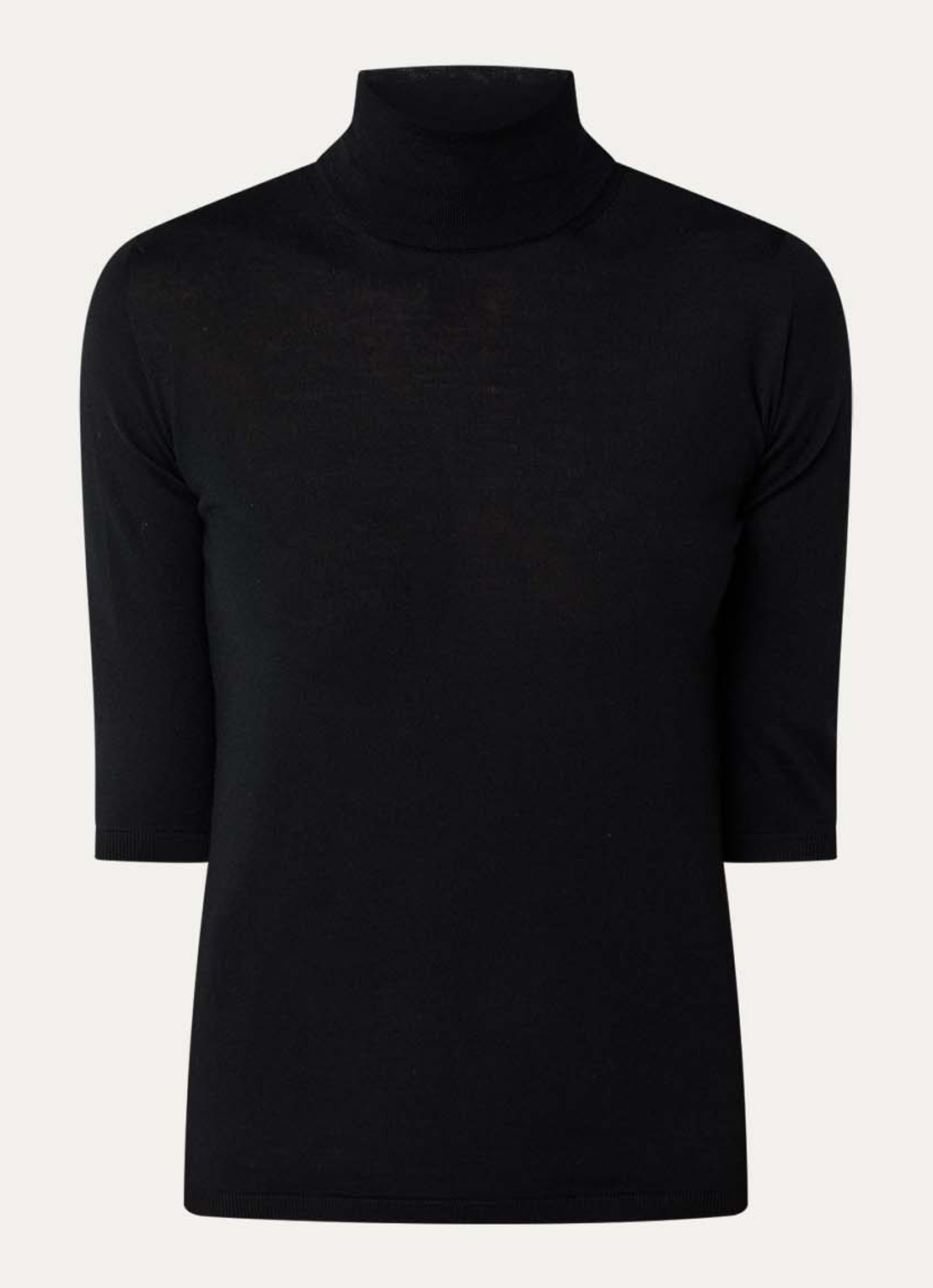 MaxMara Fijngebreide top van wol met col - voorkant 3 zwart