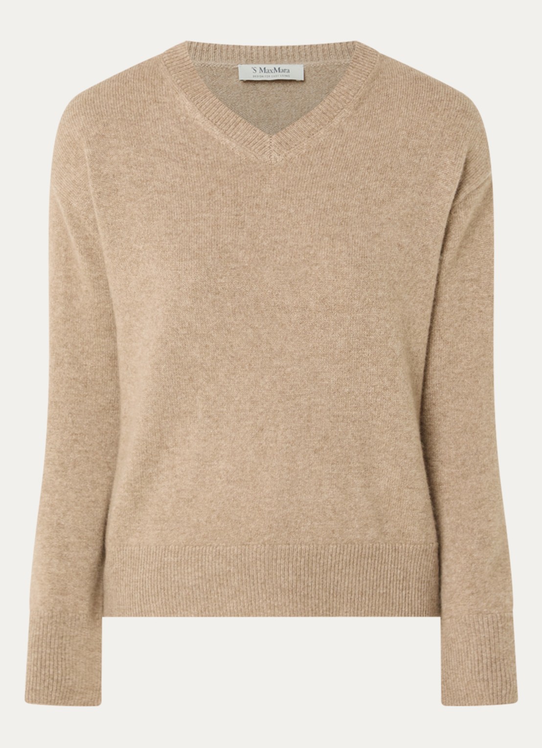 MaxMara Fijngebreide trui van kasjmier - voorkant donkerbeige