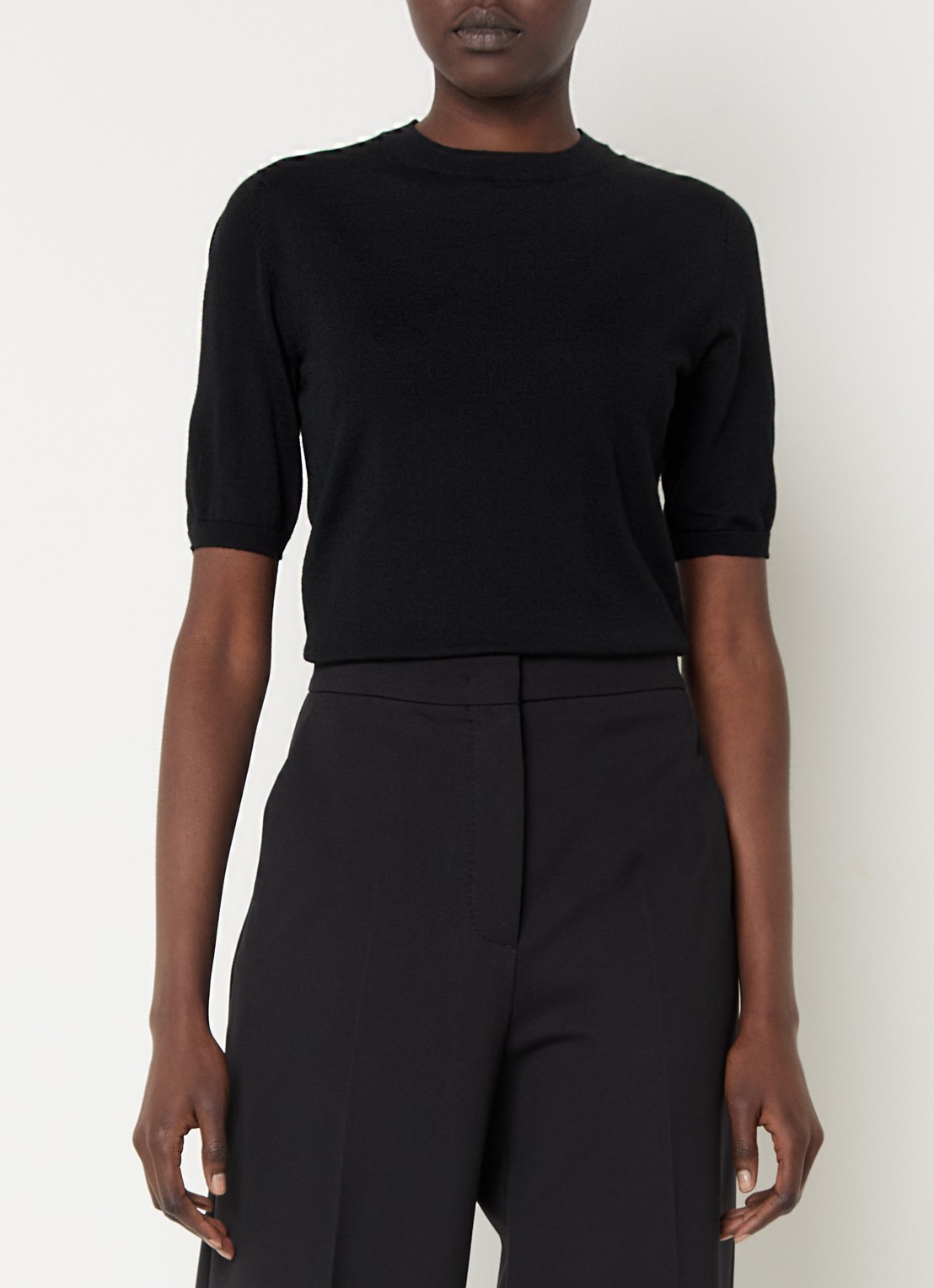 MaxMara Gerico fijngebreide top van wol  - detail 3 zwart