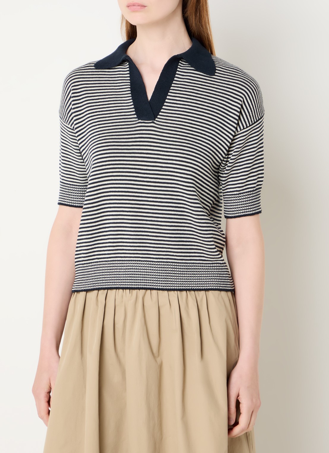 MaxMara Grofgebreide trui met streepprint - detail 3 donkerblauw