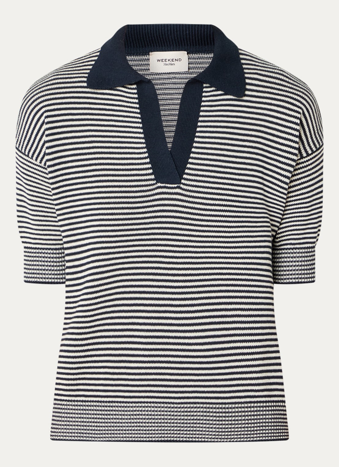 MaxMara Grofgebreide trui met streepprint - voorkant donkerblauw