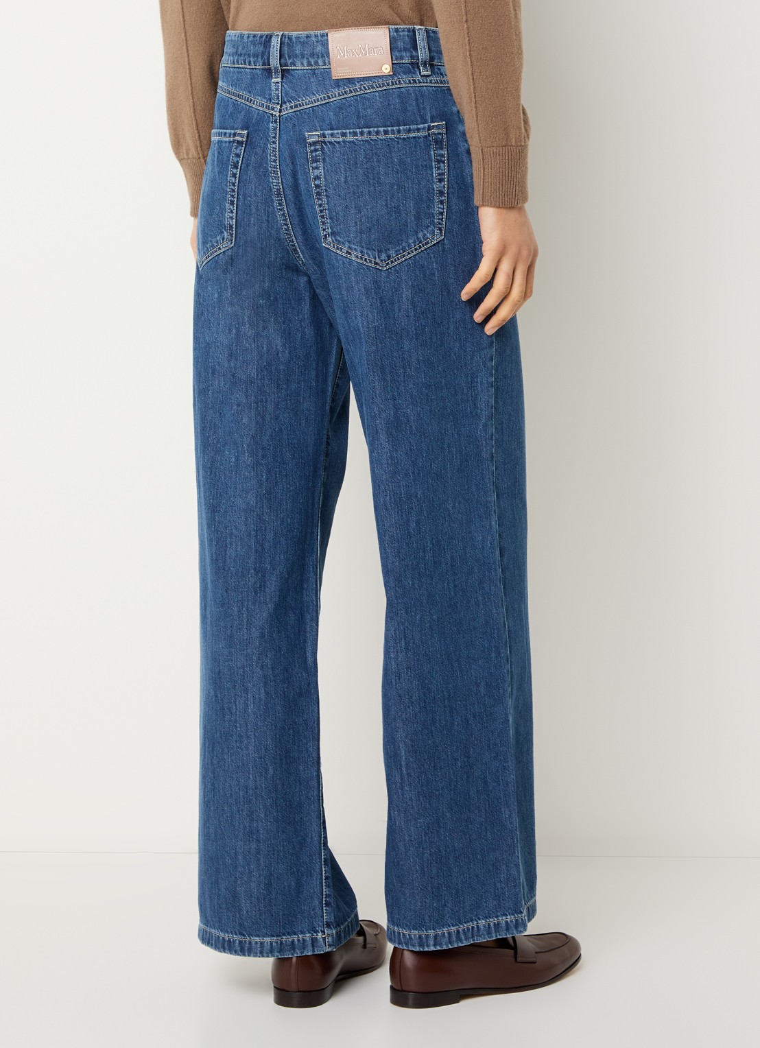 MaxMara High waist straight leg jeans met medium wassing - achterkant 3 indigo