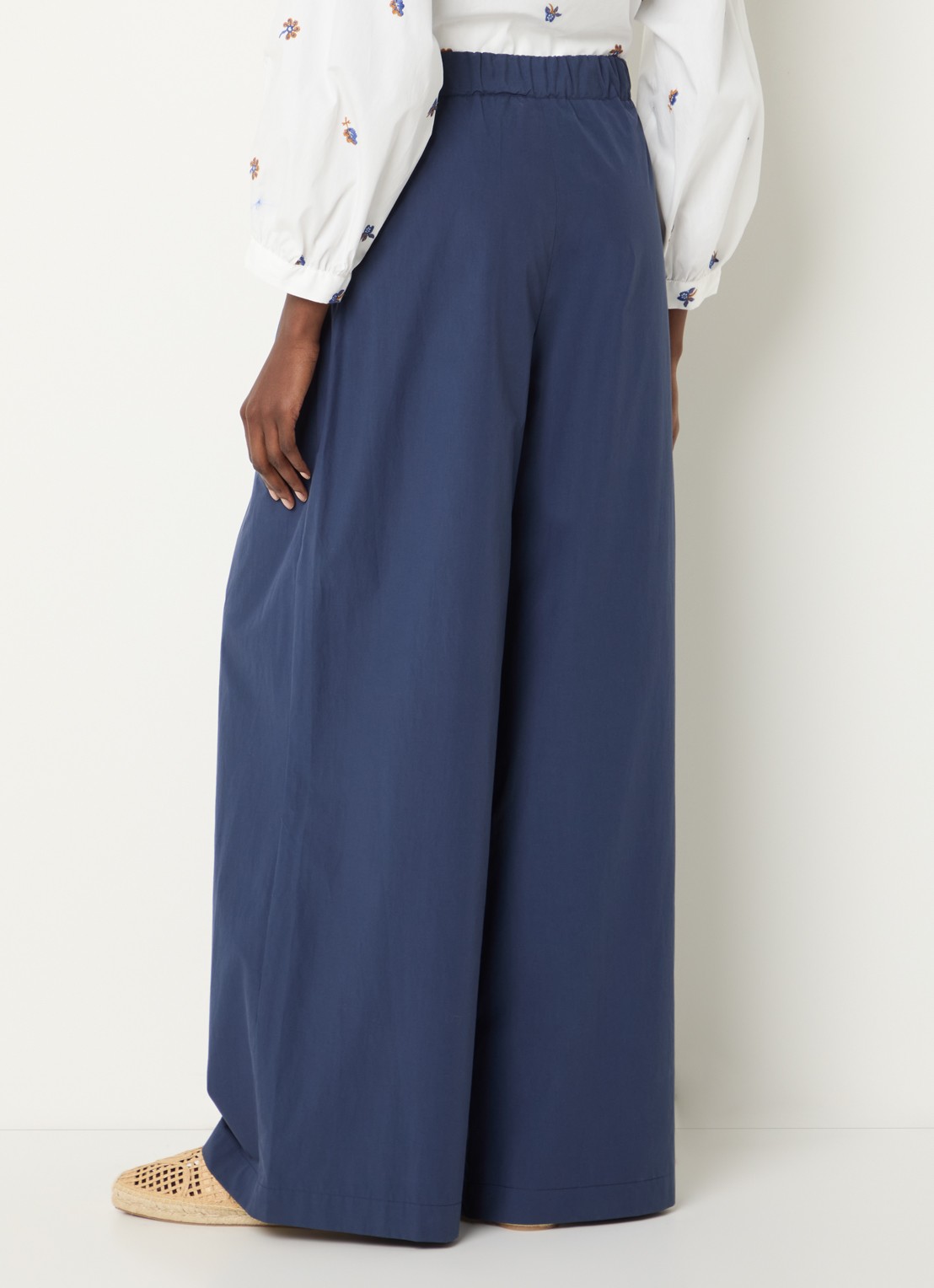 MaxMara High waist wide fit broek met steekzakken - achterkant blauw