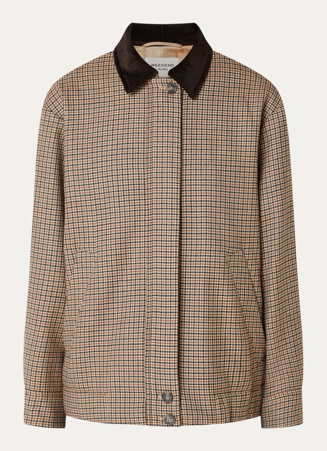 MaxMara Jack van scheerwol met pied-de-poule dessin - voorkant beige
