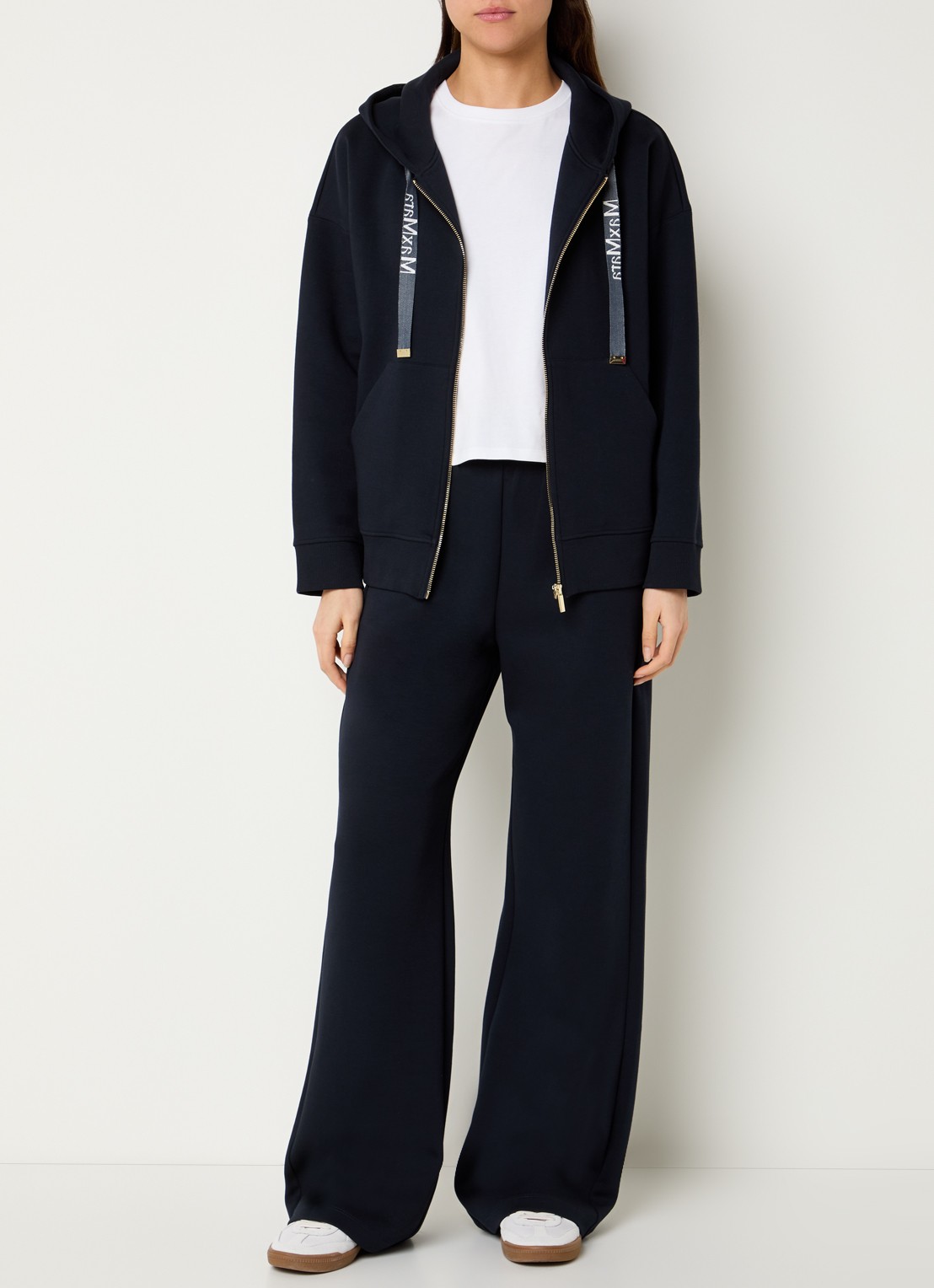 MaxMara Jour sweatvest met capuchon  - voorkant 2 donkerblauw