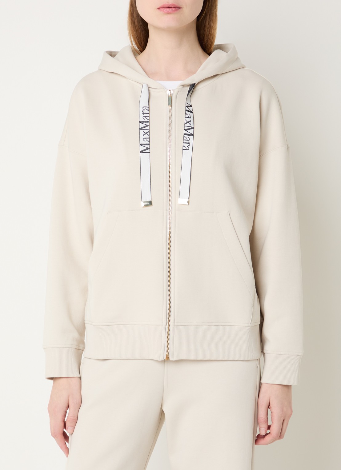 MaxMara Jour sweatvest met capuchon  - detail 4 vanillegeel