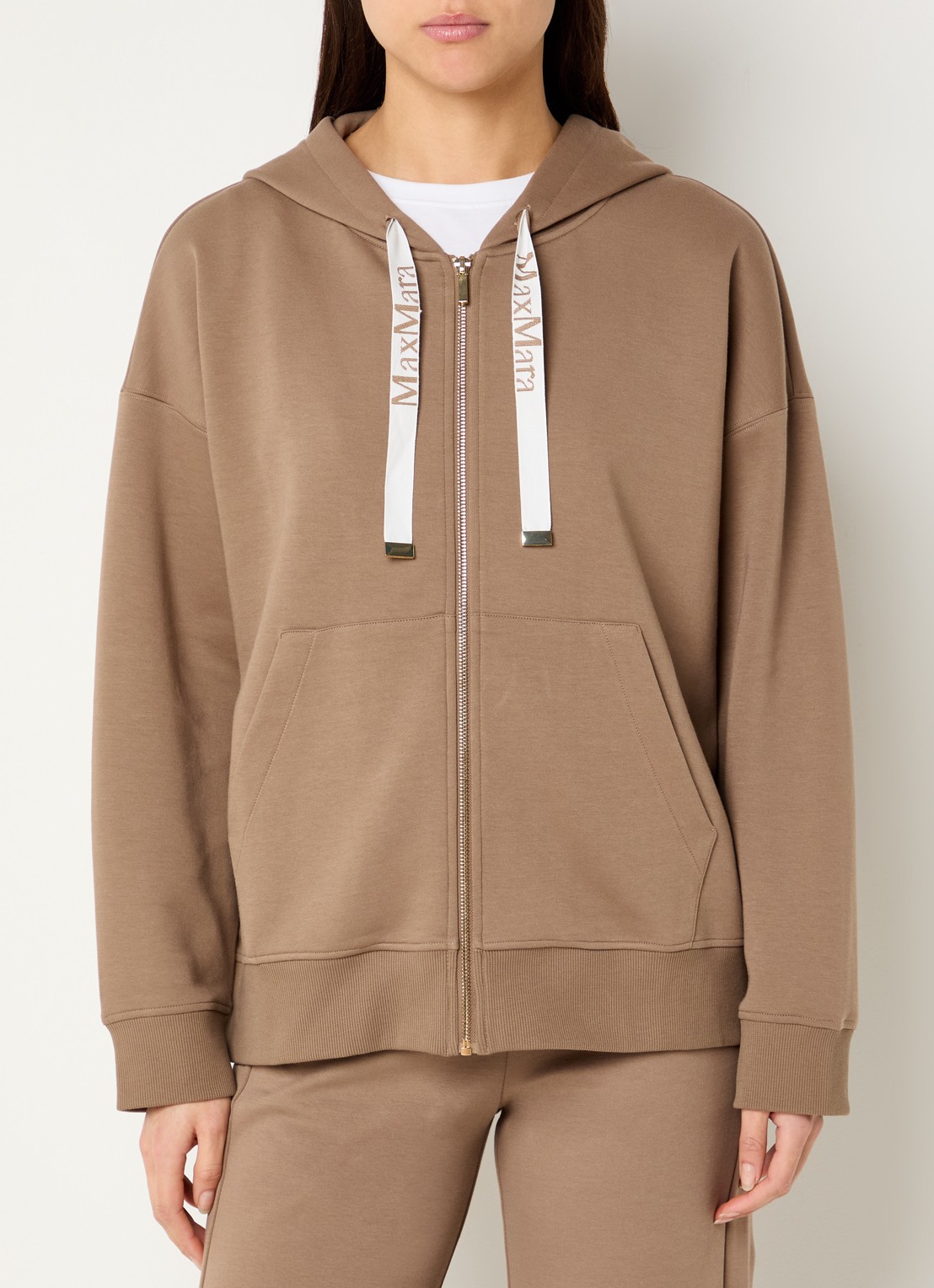 MaxMara Jour sweatvest met capuchon  - detail camel