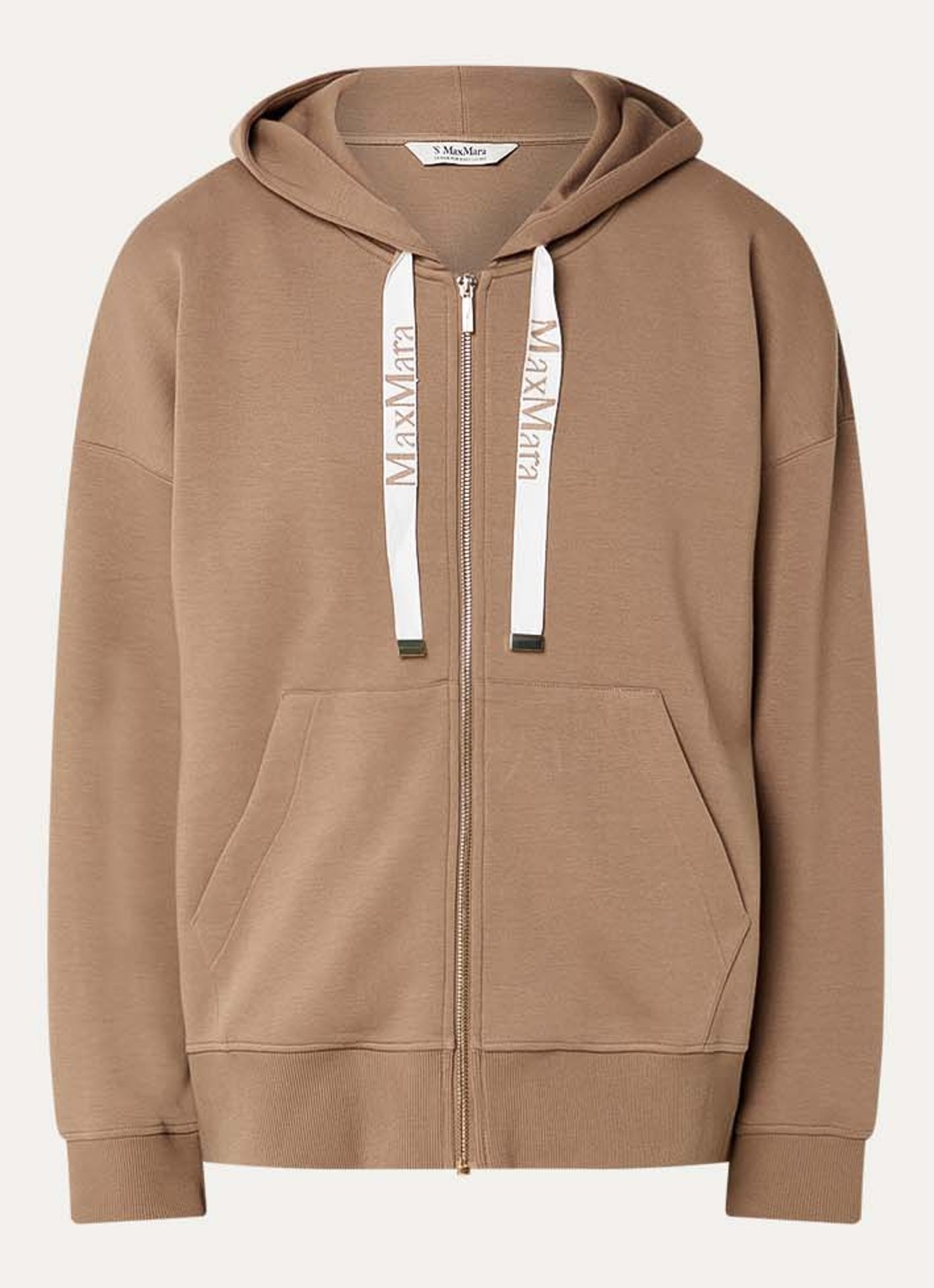 MaxMara Jour sweatvest met capuchon  - voorkant 3 camel