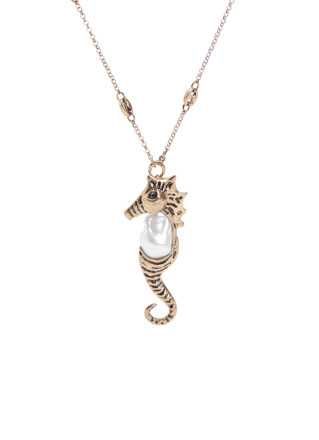 MaxMara Ketting met imitatieparel - voorkant 3 goud