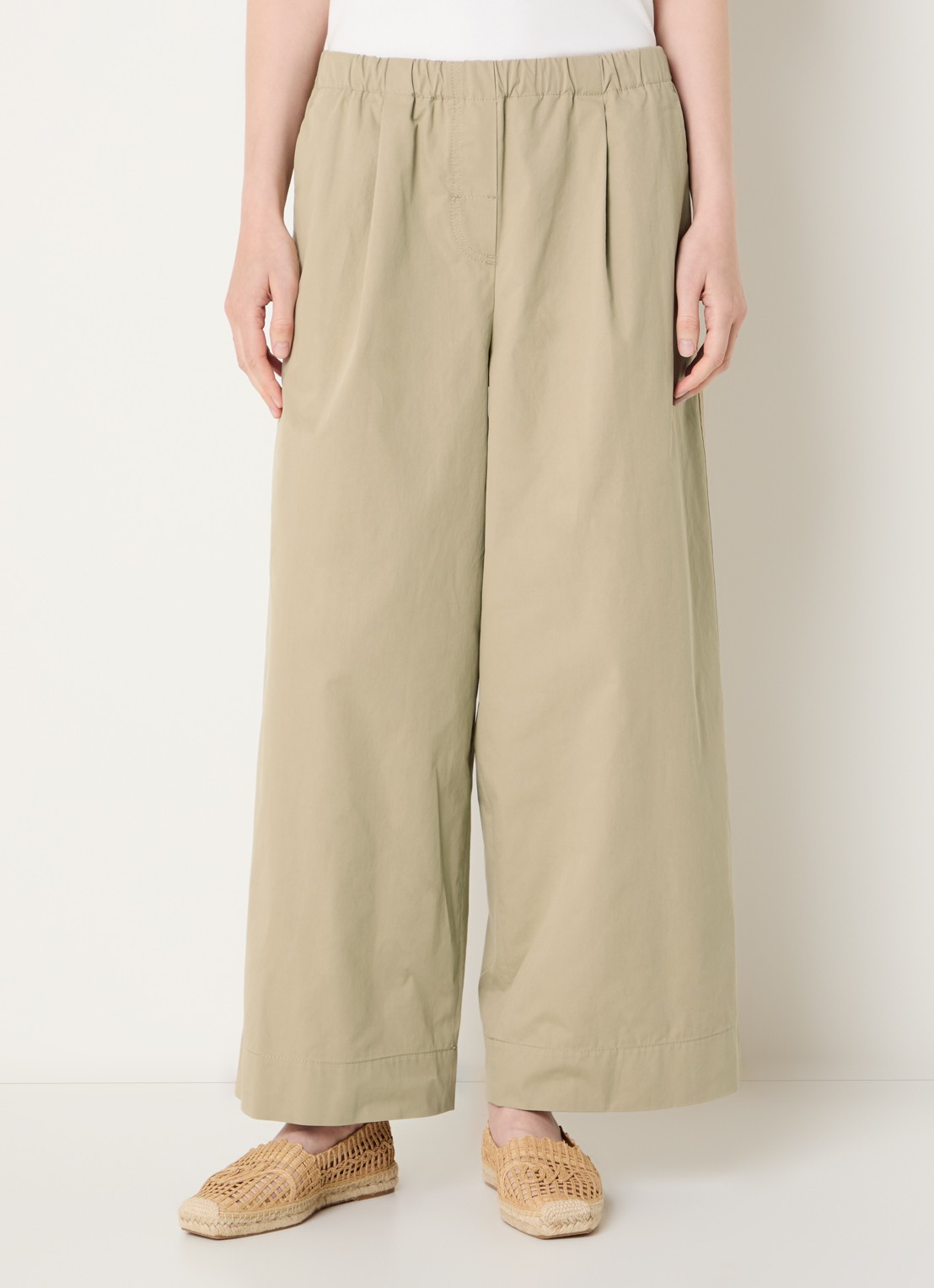 MaxMara Libero high waist wide fit broek met steekzakken - detail 4 beige