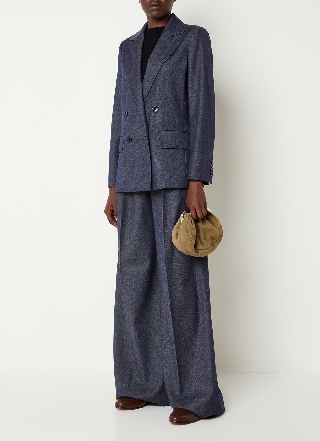 MaxMara Locarno double-breasted blazer van scheerwol met klepzakken - voorkant 4 donkerblauw