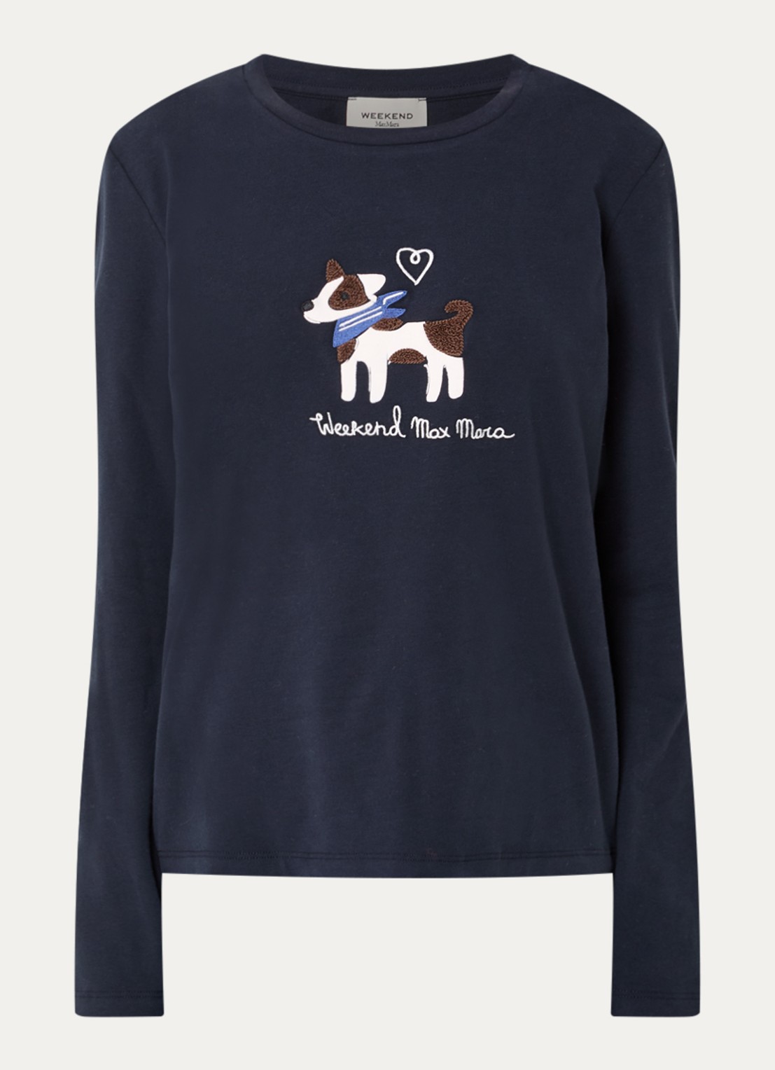 MaxMara Longsleeve met logoprint - voorkant 3 donkerblauw