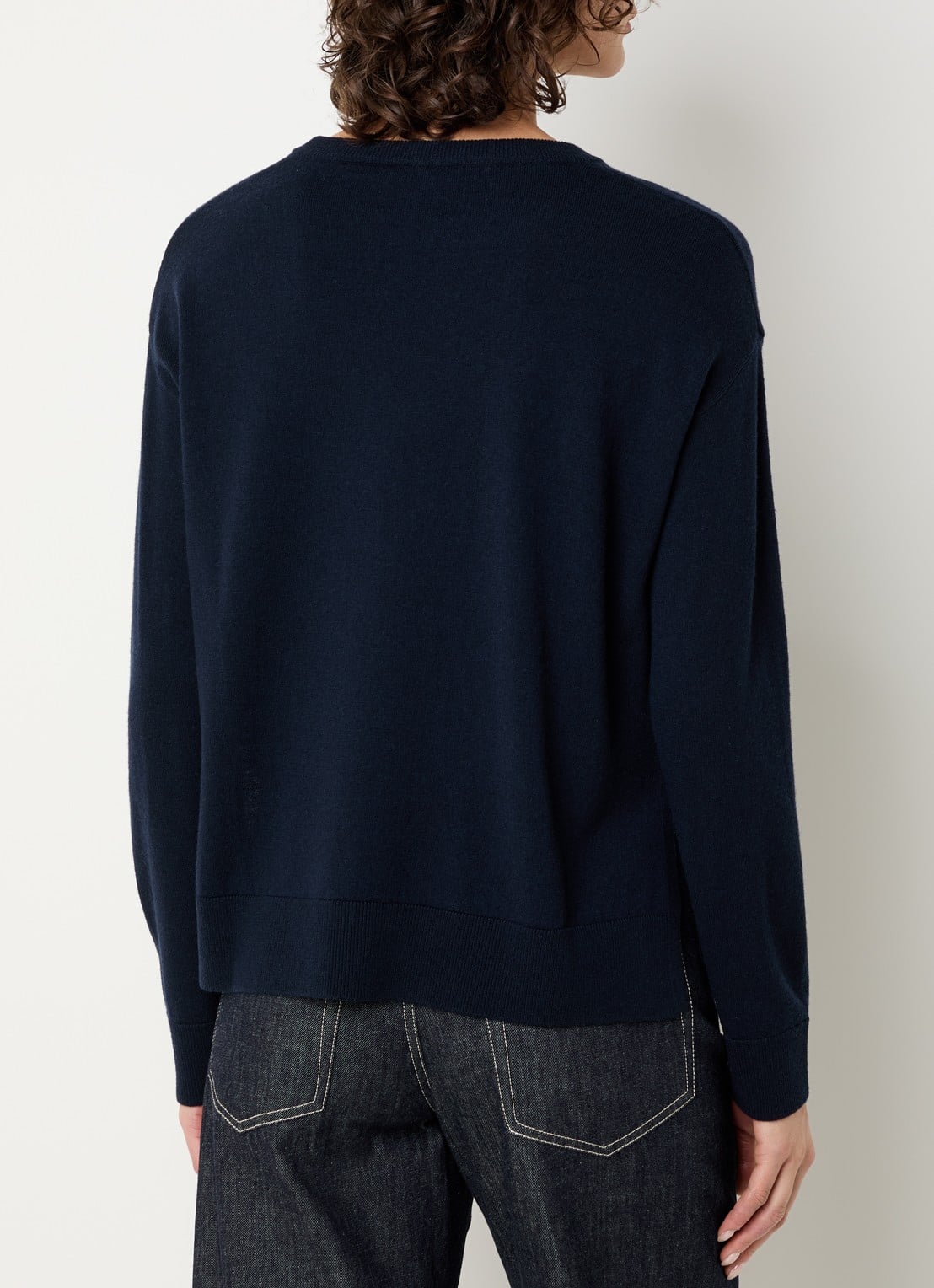 MaxMara Mabisso fijngebreide trui van wol met ronde hals - achterkant donkerblauw