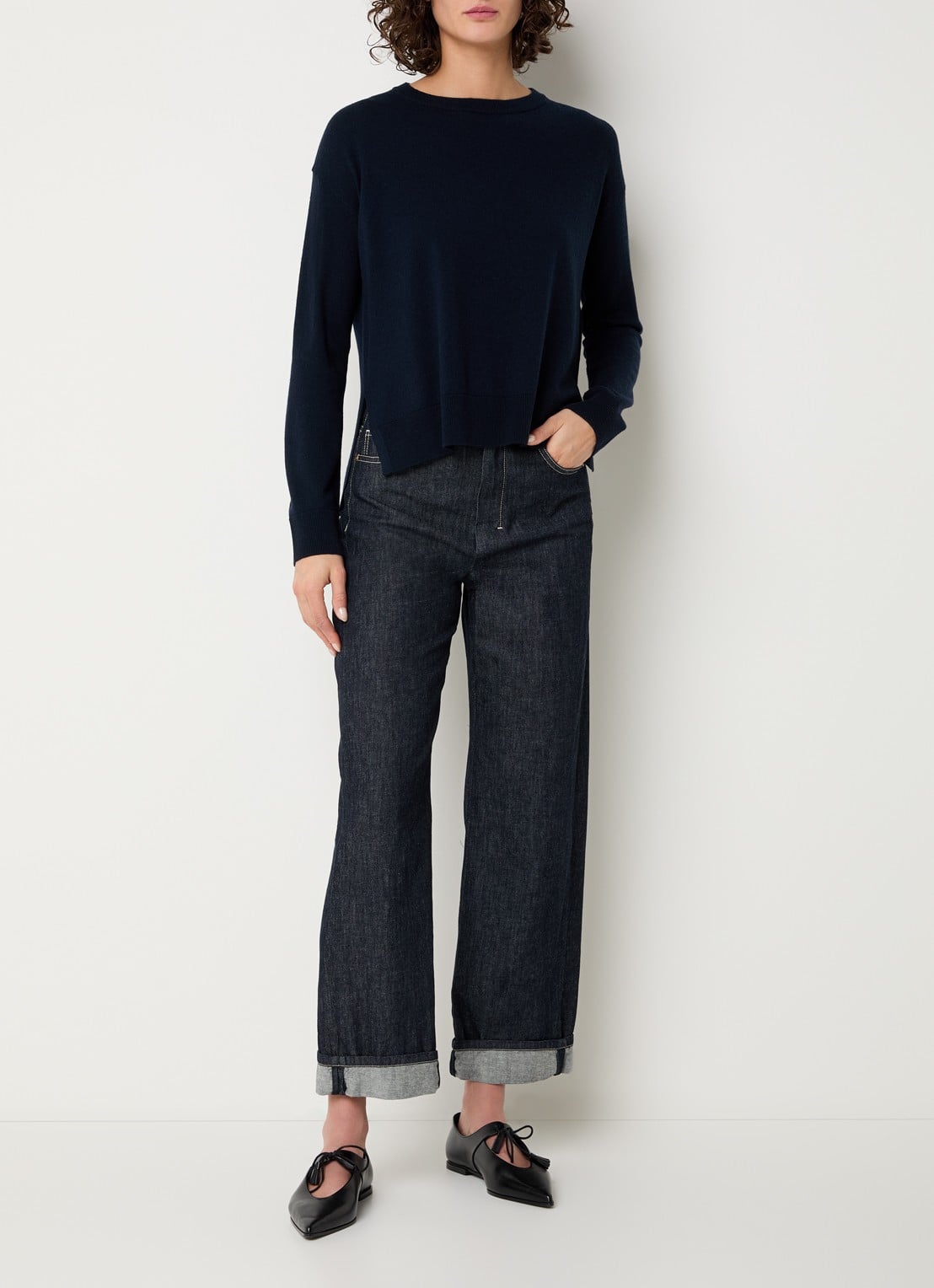 MaxMara Mabisso fijngebreide trui van wol met ronde hals - voorkant 3 donkerblauw