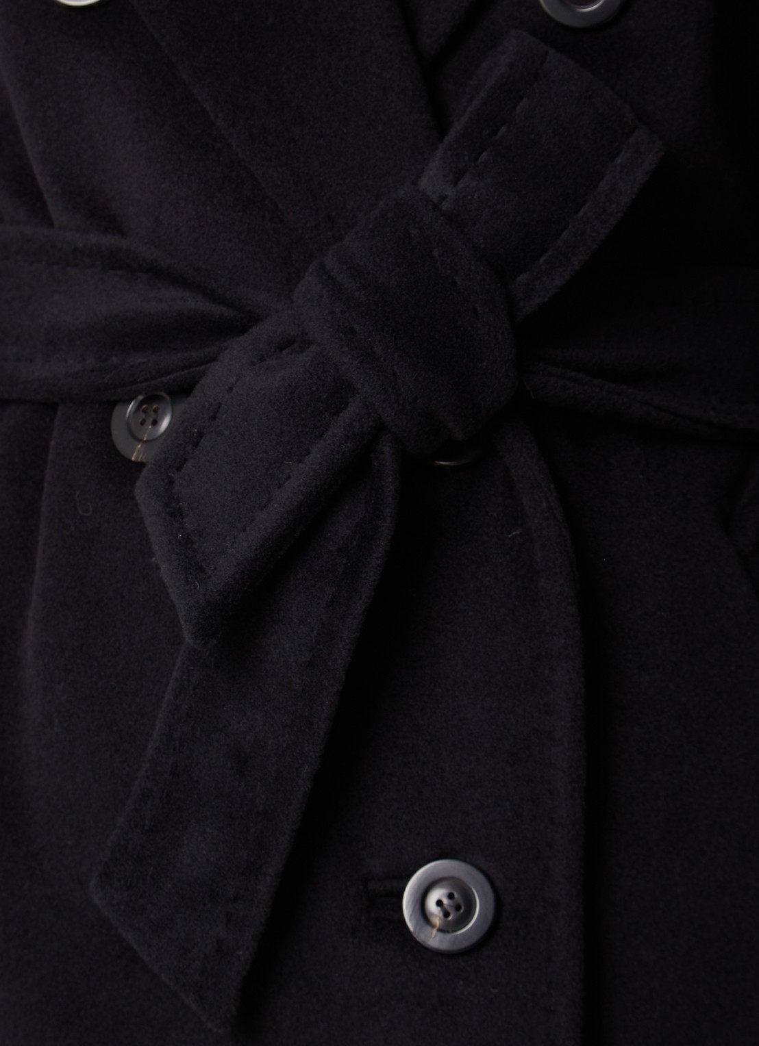 MaxMara Madame mantel in kasjmierblend met strikceintuur - detail 4 zwart
