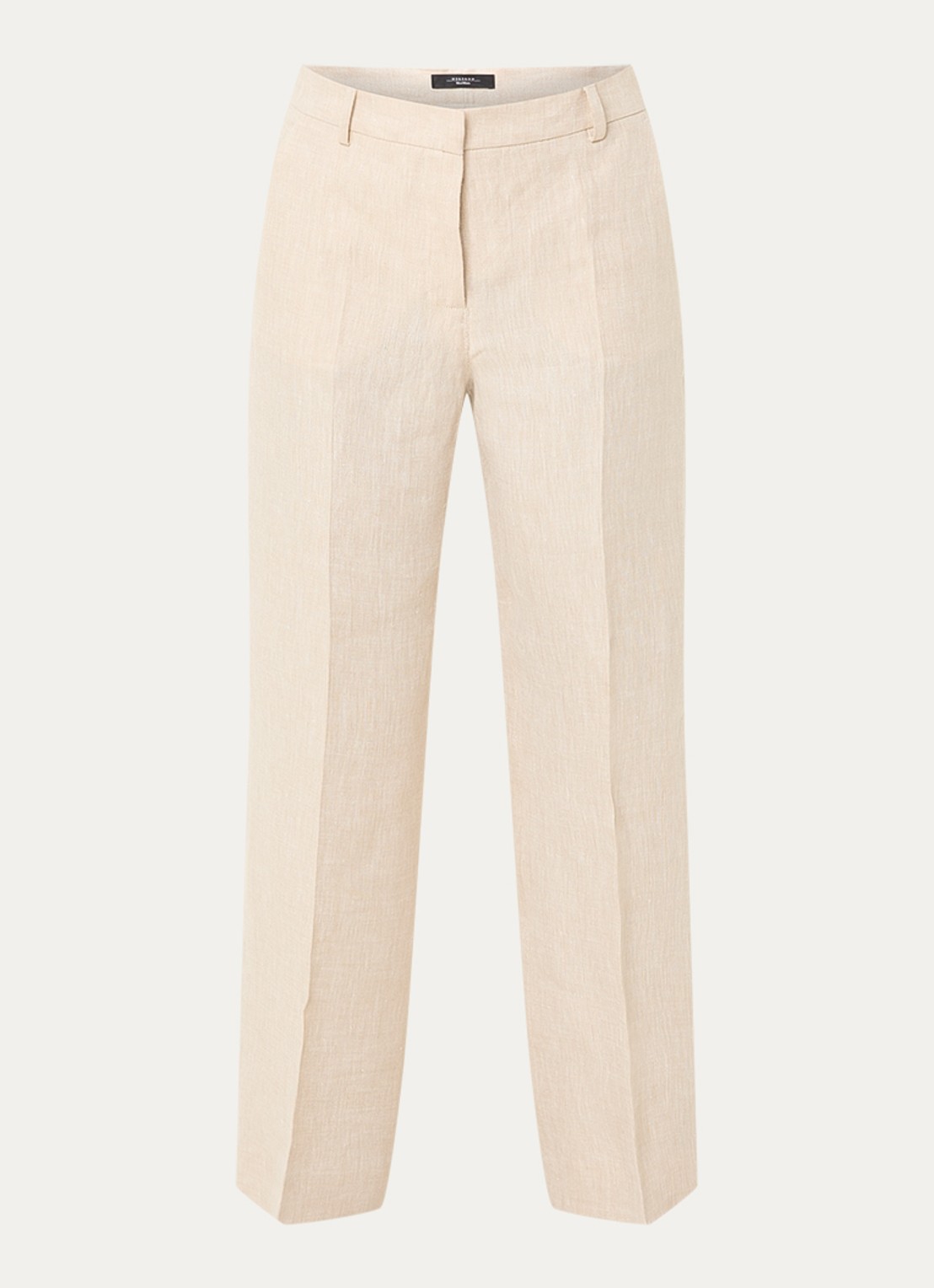 MaxMara Malizia high waist wide fit pantalon van linnen - voorkant 2 gebroken wit