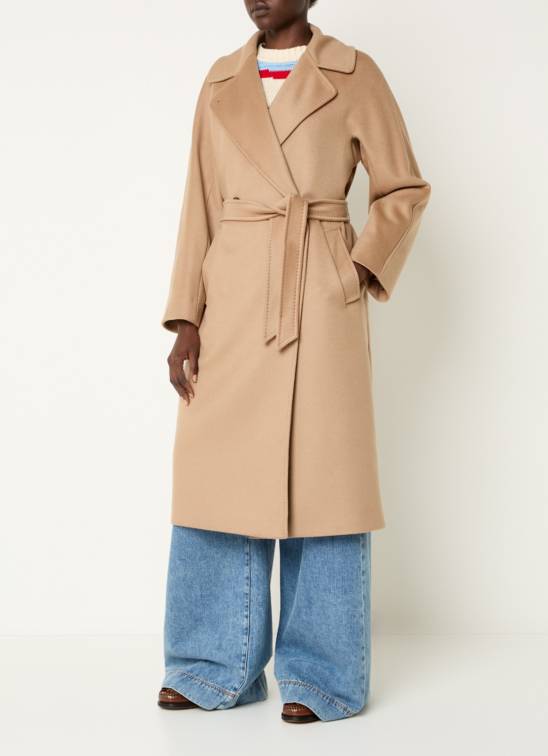 MaxMara Mantel van wol met strikceintuur - detail 8 camel