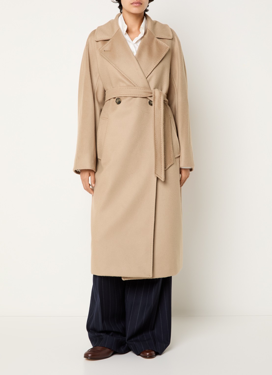 MaxMara Mantel van wol met strikceintuur - detail 9 camel