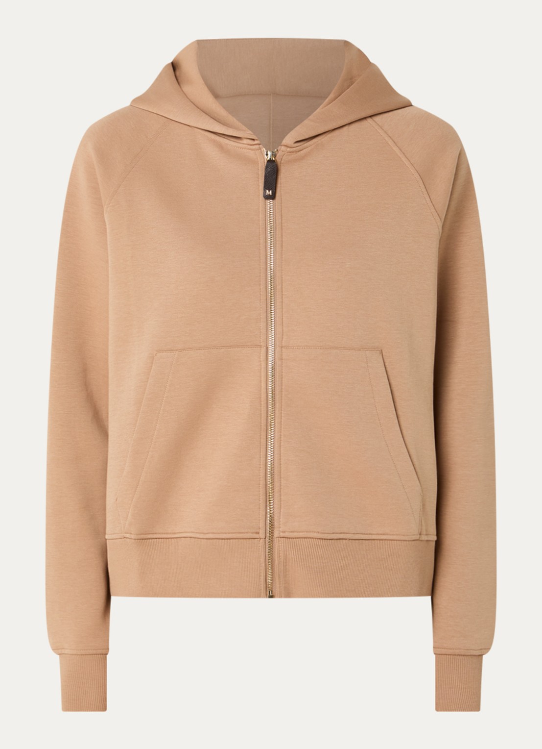 MaxMara Marea sweatvest van jersey met capuchon - voorkant 3 camel