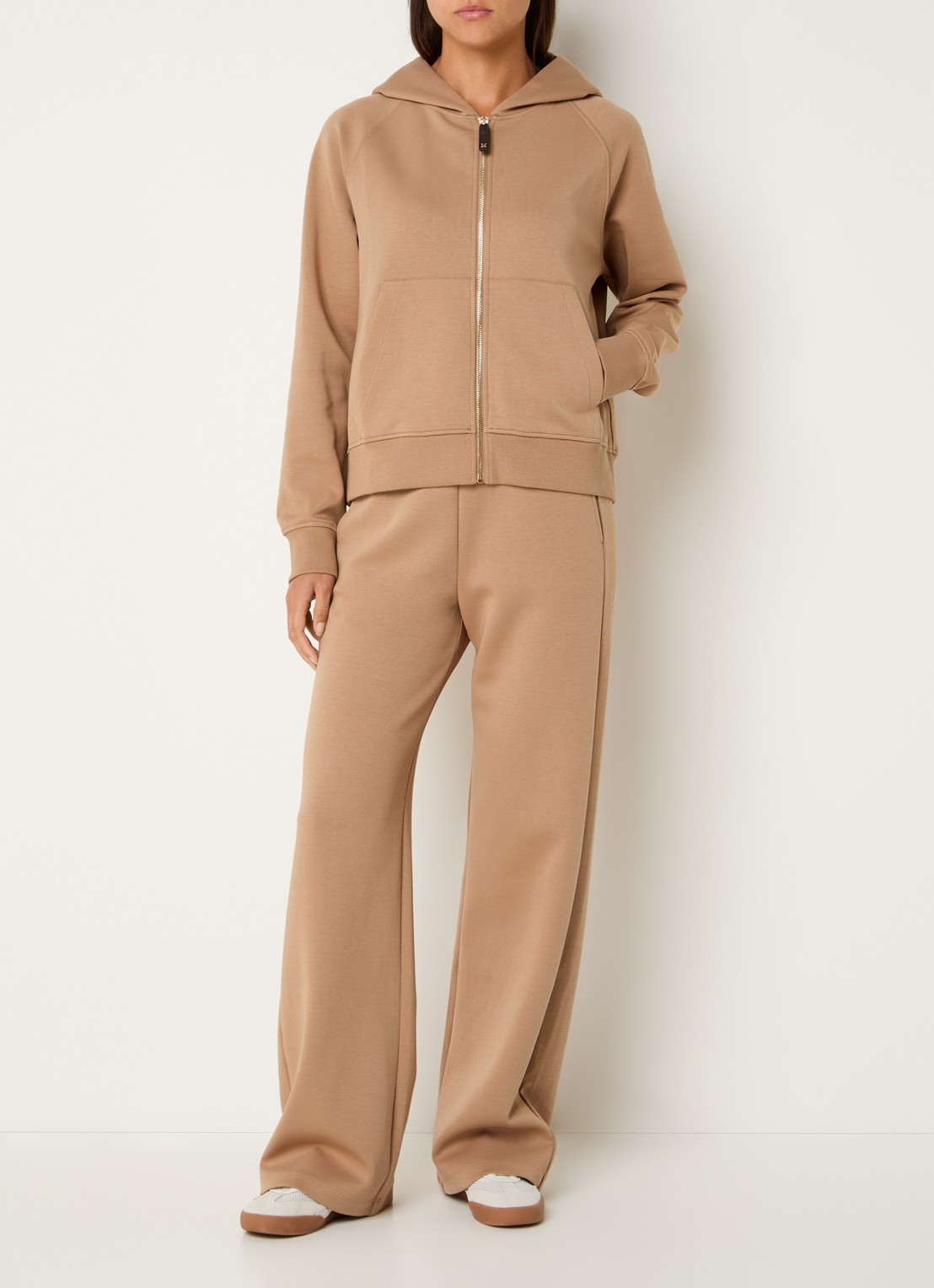 MaxMara Marea sweatvest van jersey met capuchon - voorkant 4 camel