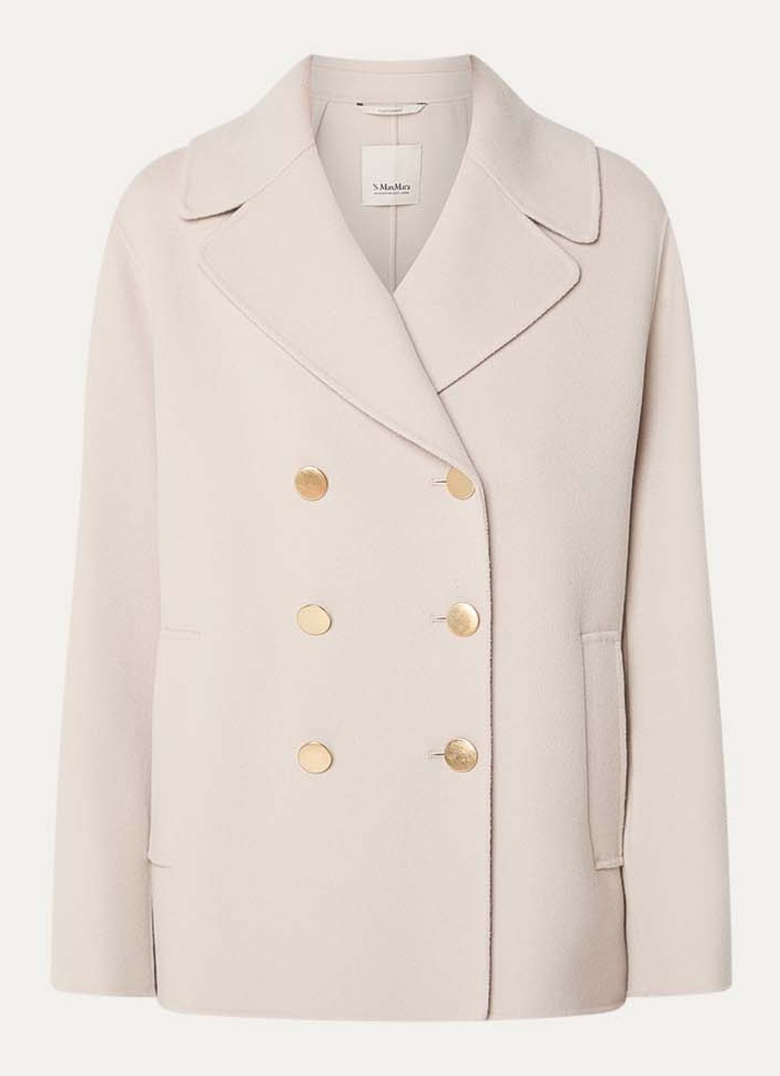 MaxMara Margot mantel van scheerwol met steekzakken - voorkant 2 beige