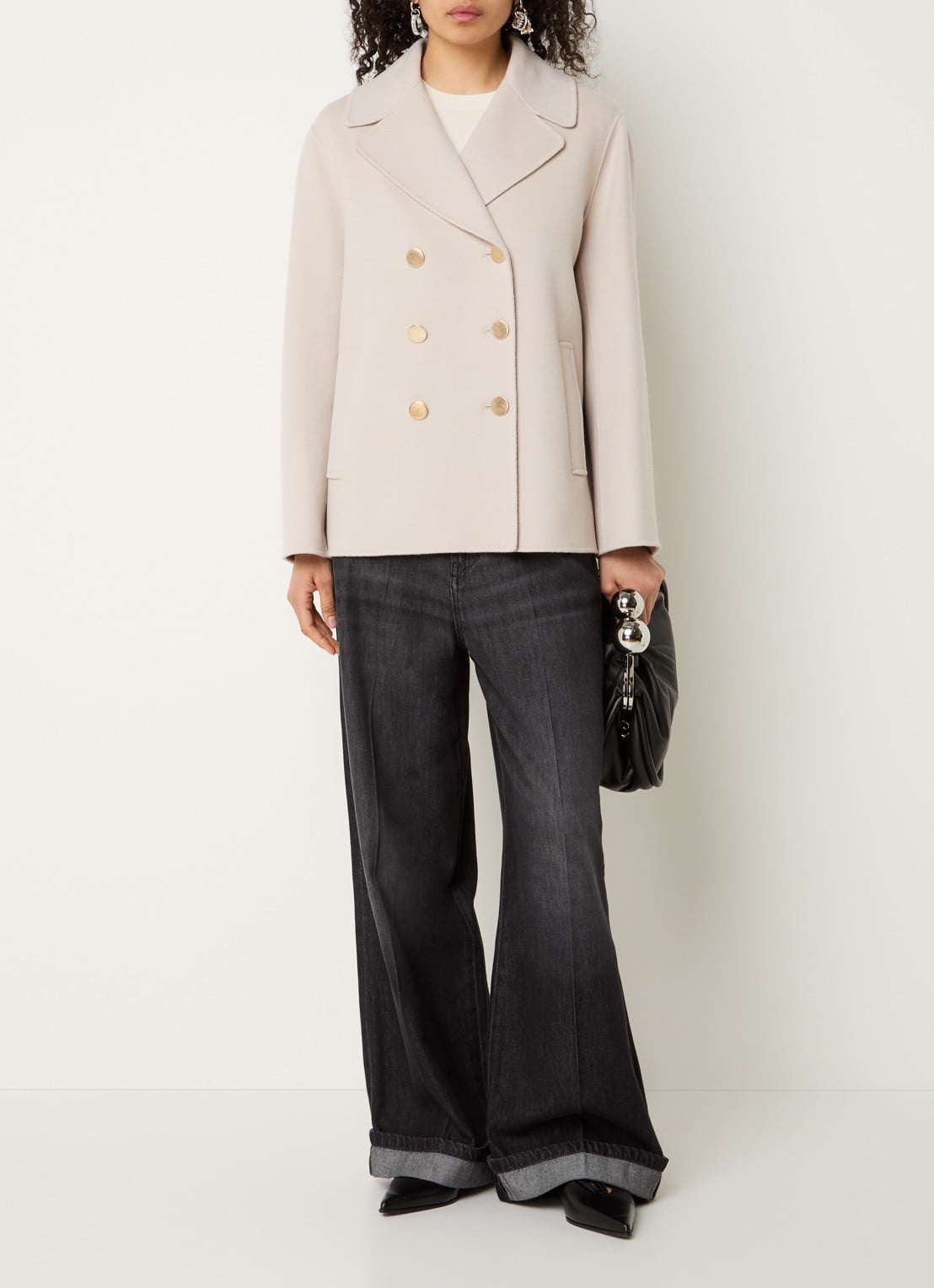 MaxMara Margot mantel van scheerwol met steekzakken - voorkant 3 beige