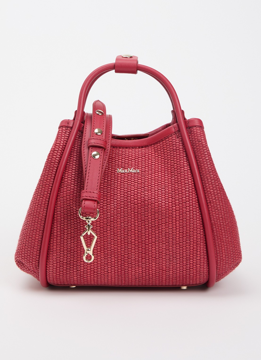 MaxMara Marine Extra Small handtas met details van leer en afneembare schouderriem - voorkant cranberryrood