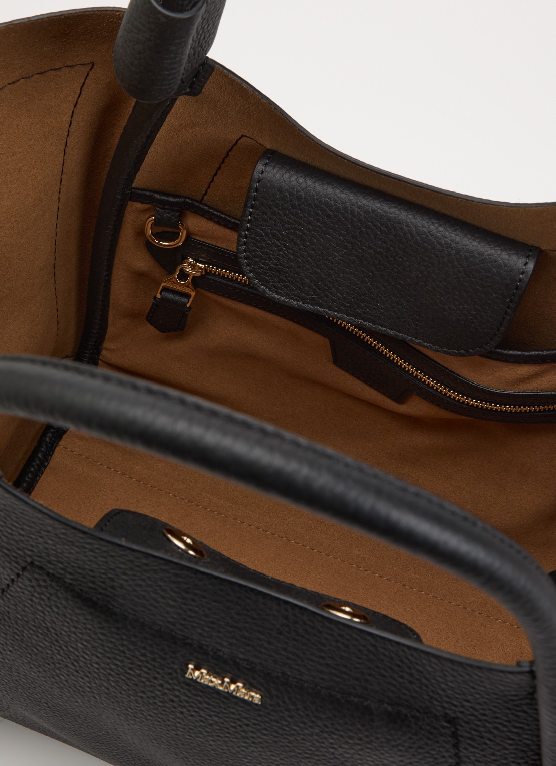 MaxMara Marins handtas van suède met details van kalfsleer  - detail 3 zwart
