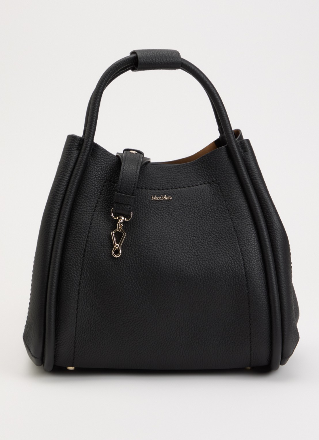 MaxMara Marins handtas van suède met details van kalfsleer  - voorkant 2 zwart