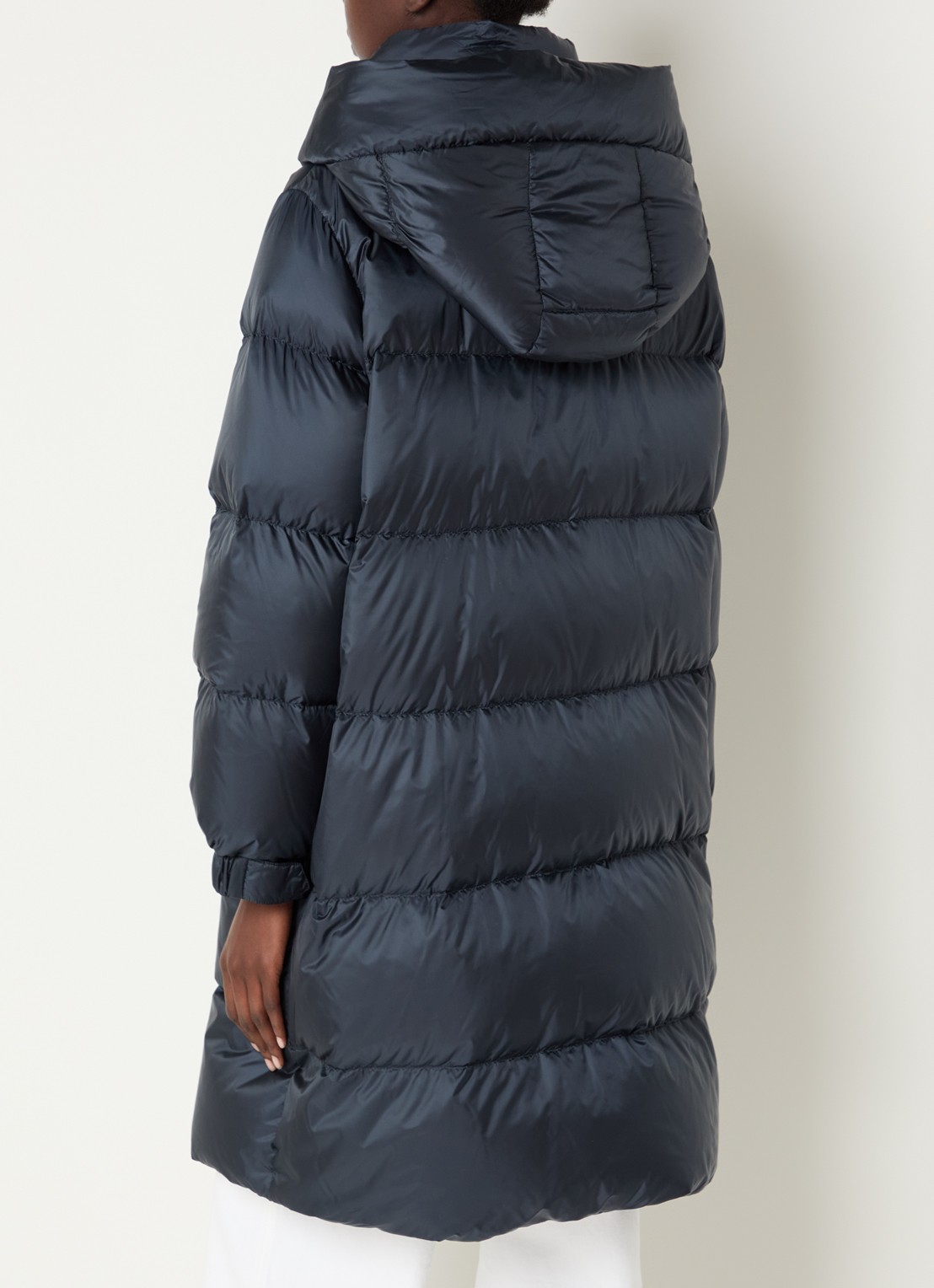 MaxMara Marte longline pufferjas met donsvulling en afneembare capuchon - achterkant 4 donkerblauw
