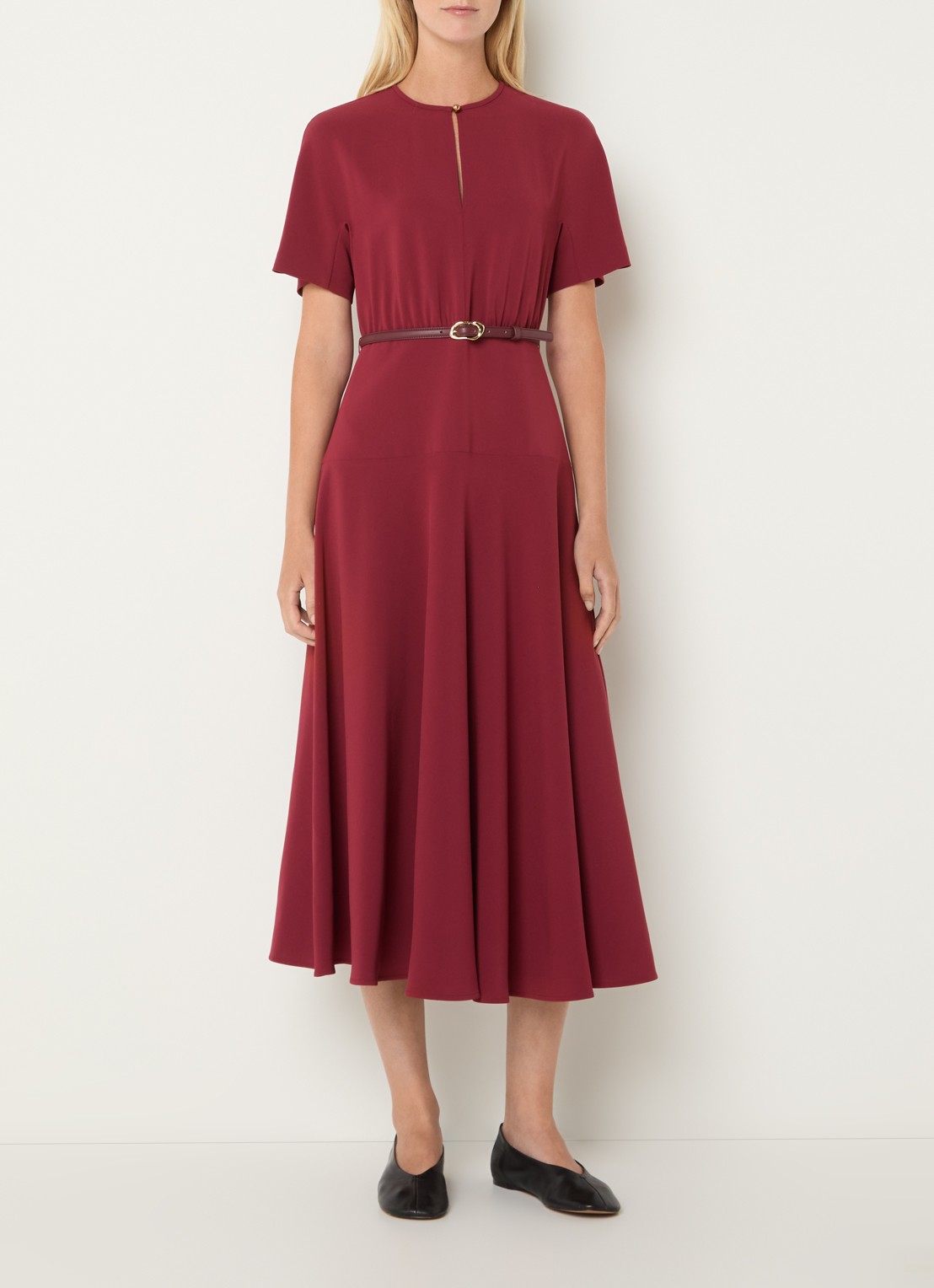 MaxMara Maxi jurk met ceintuur - detail cranberryrood