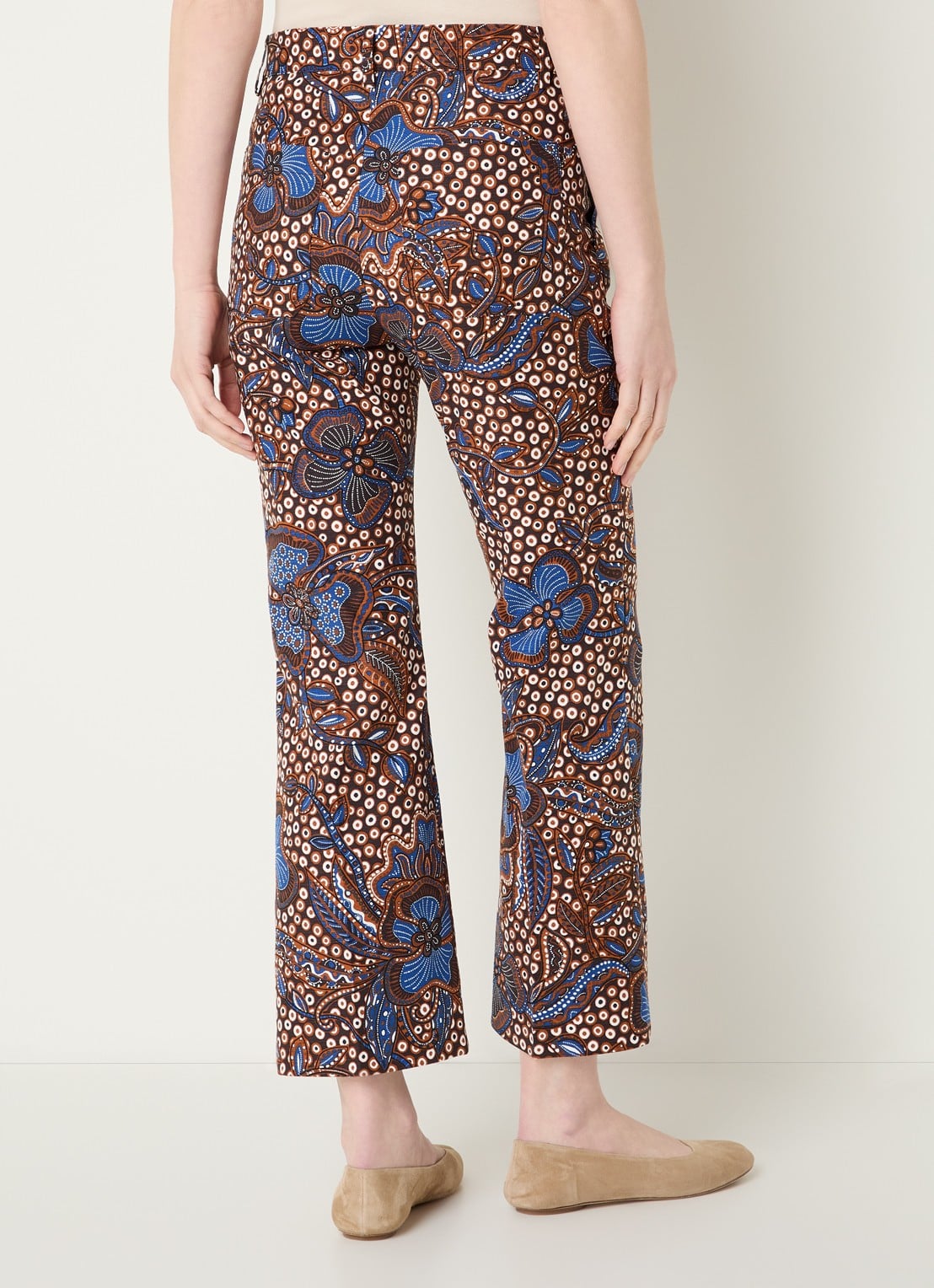 MaxMara Mid waist straight fit broek met bloemenprint - achterkant 4 cognac