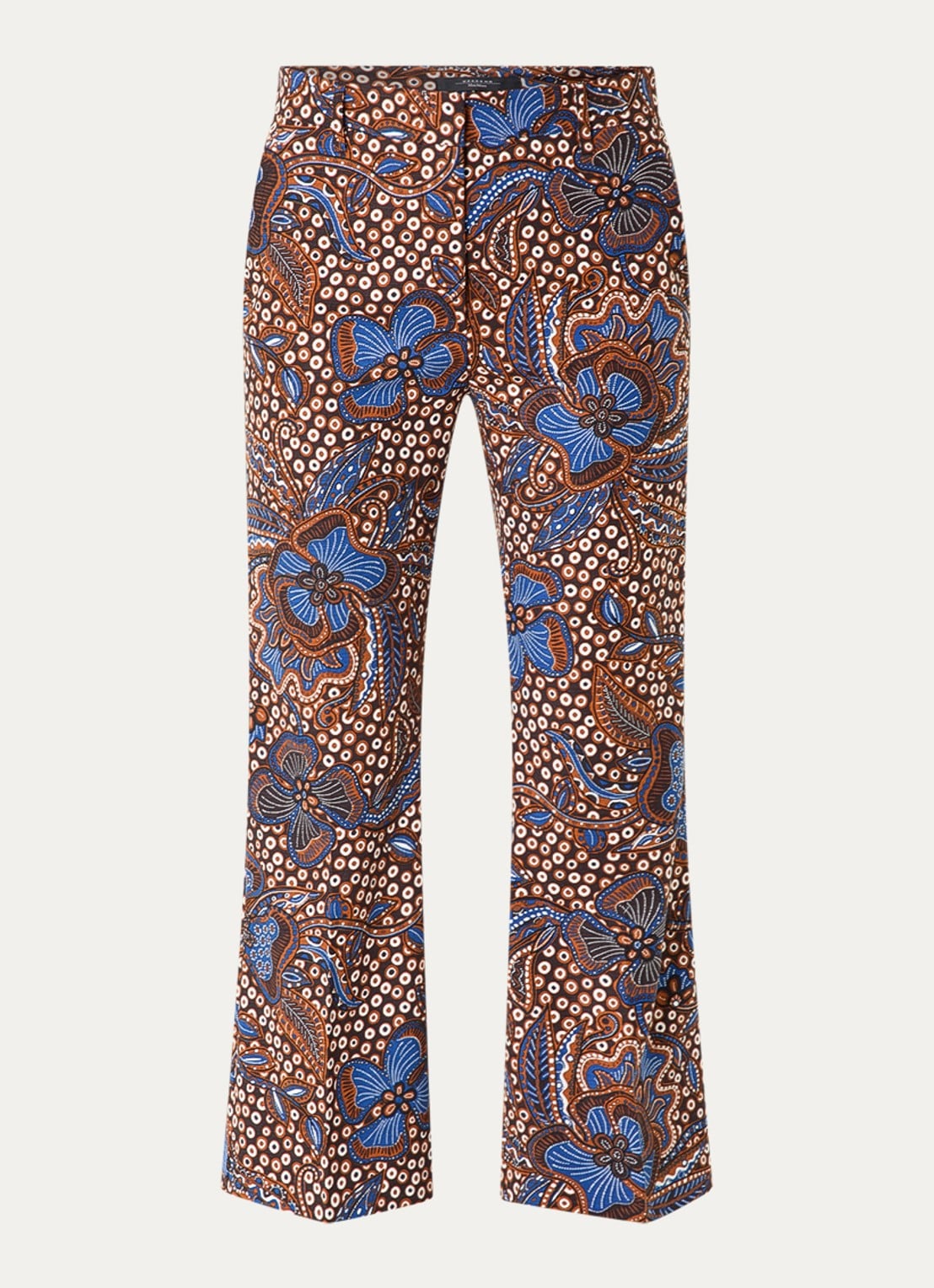 MaxMara Mid waist straight fit broek met bloemenprint - voorkant cognac