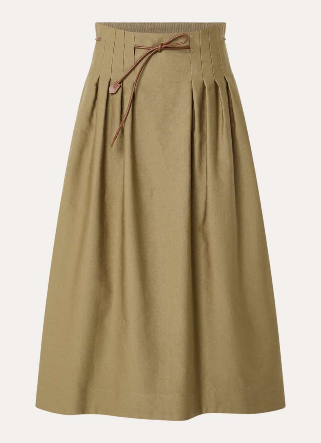 MaxMara Midi rok met plooidetail - voorkant 3 khaki