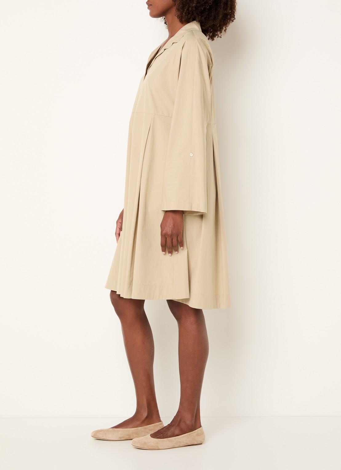 MaxMara Midi tuniekjurk met steekzakken - voorkant 2 beige