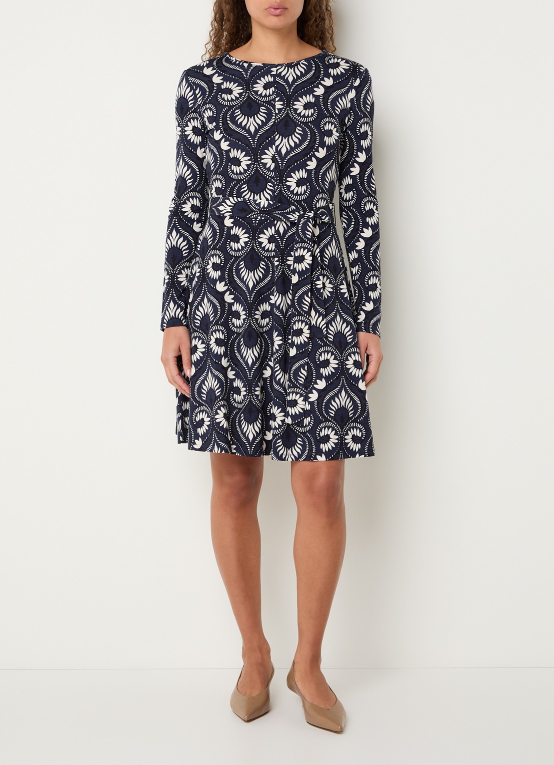 MaxMara Mini jurk met print - voorkant 3 donkerblauw