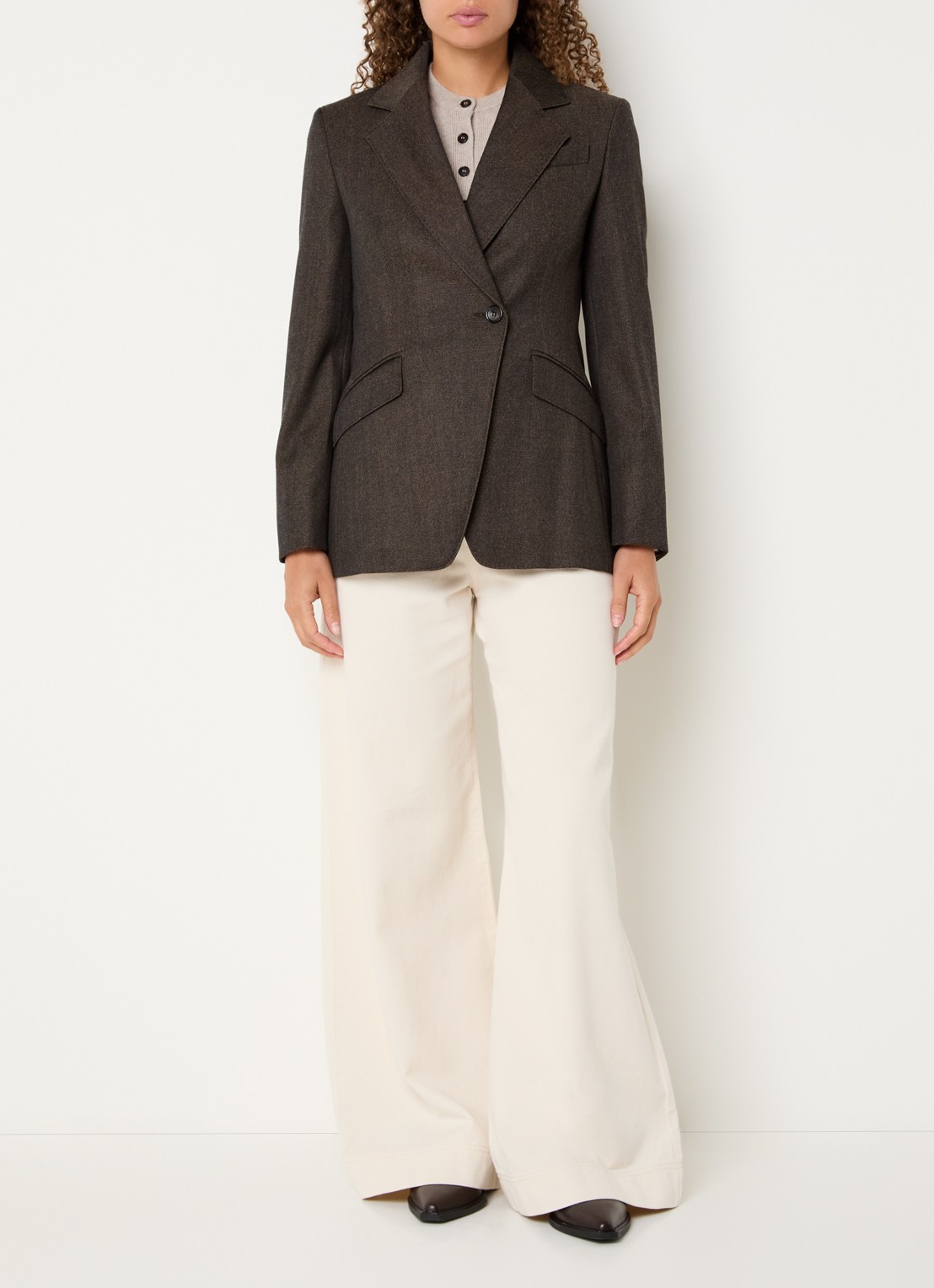 MaxMara Neutro blazer van scheerwol - voorkant 2 donkerbruin
