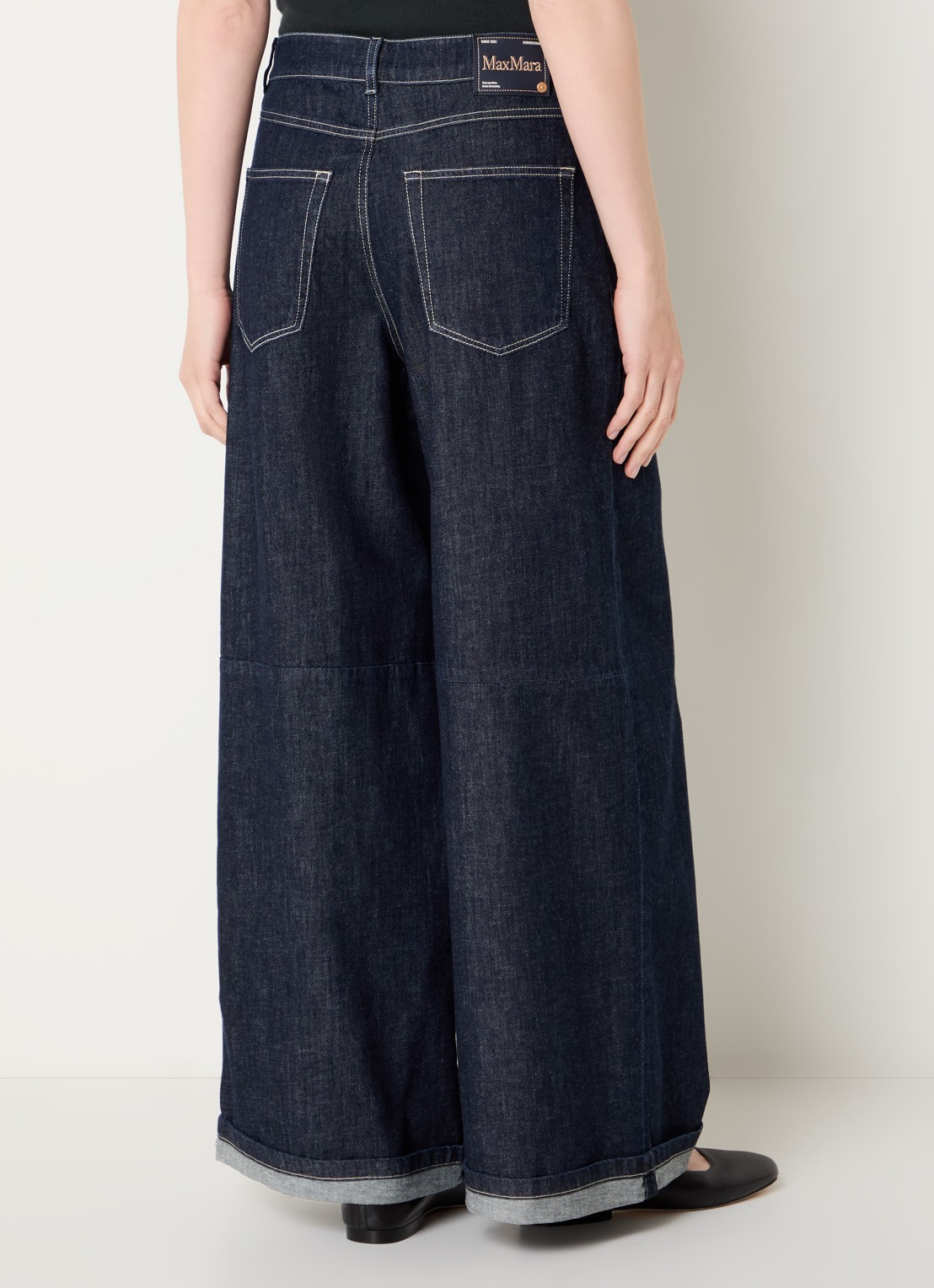 MaxMara Occhio high waist wide leg jeans met donkere wassing - achterkant 3 indigo