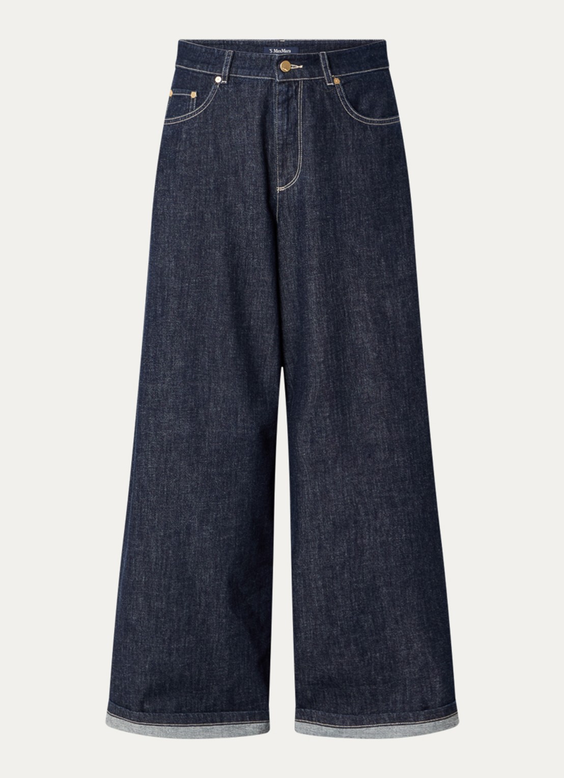 MaxMara Occhio high waist wide leg jeans met donkere wassing - voorkant indigo