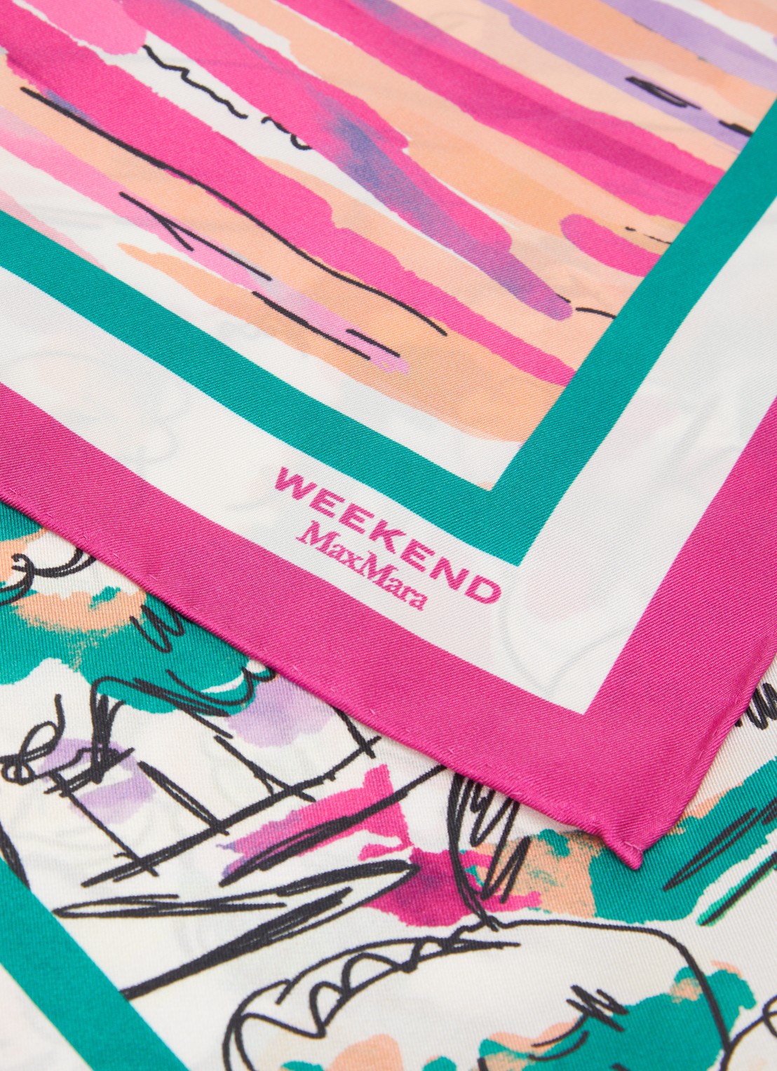 MaxMara Onesto sjaal van zijde met print 90 x 90 cm - detail 2 roze