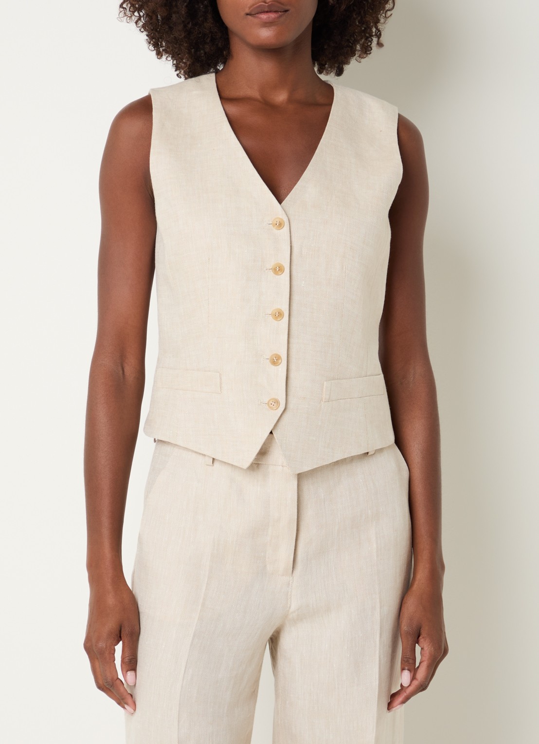 MaxMara Pace gilet van linnen - detail 4 beige