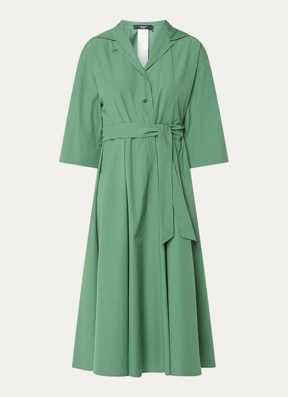 MaxMara Padana midi tuniekjurk met strikceintuur - voorkant groen
