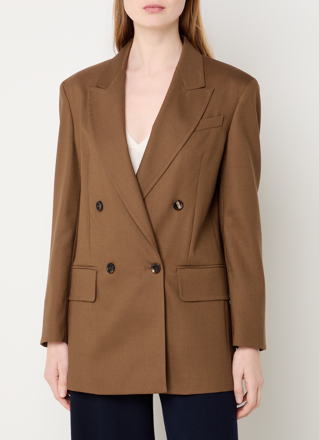 MaxMara Palanca double-breasted blazer in zijdeblend met klepzakken - detail 2 bruin