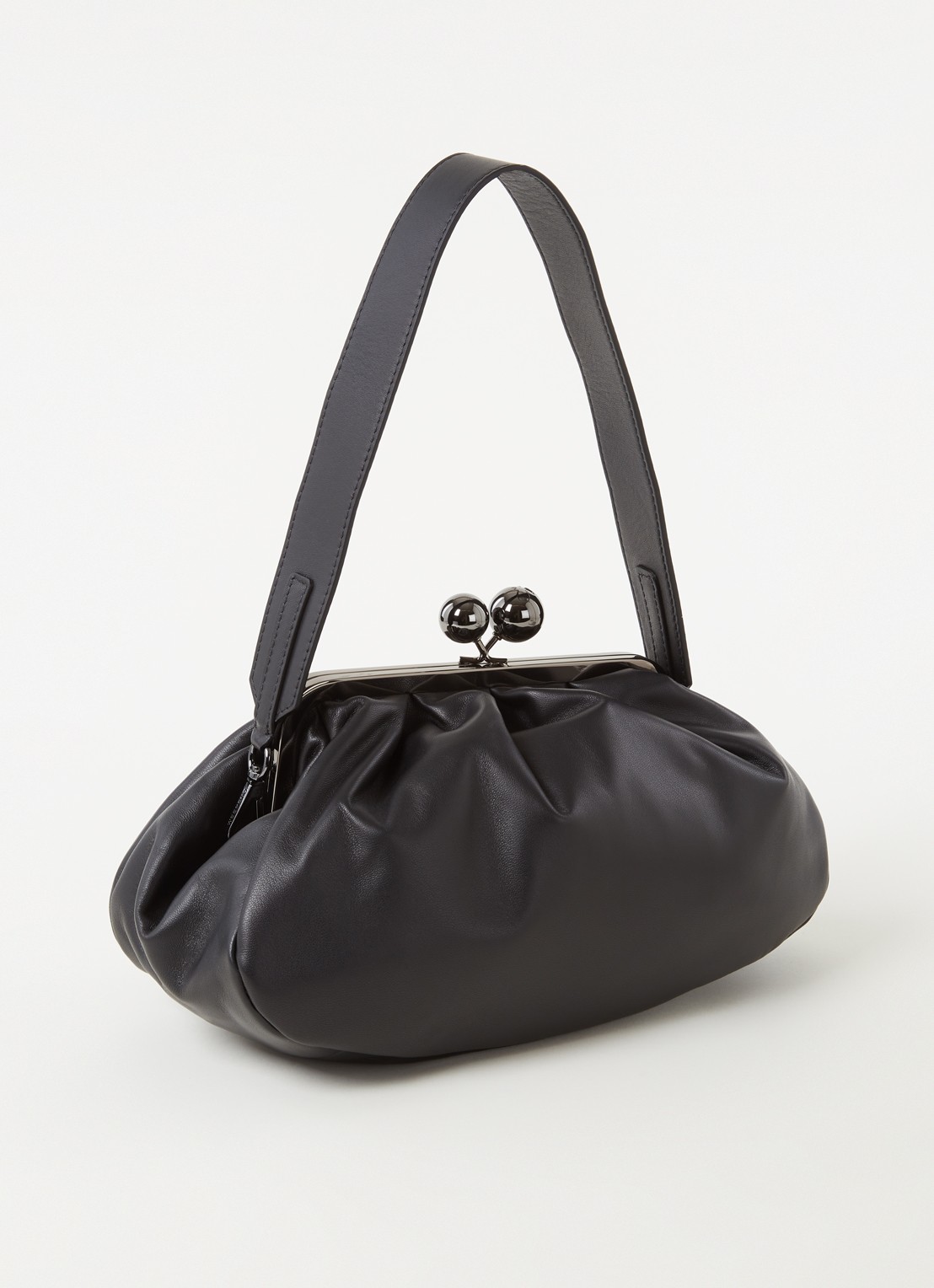 MaxMara Pasticcino clutch van leer met afneembare schouderriem  - achterkant 4 zwart